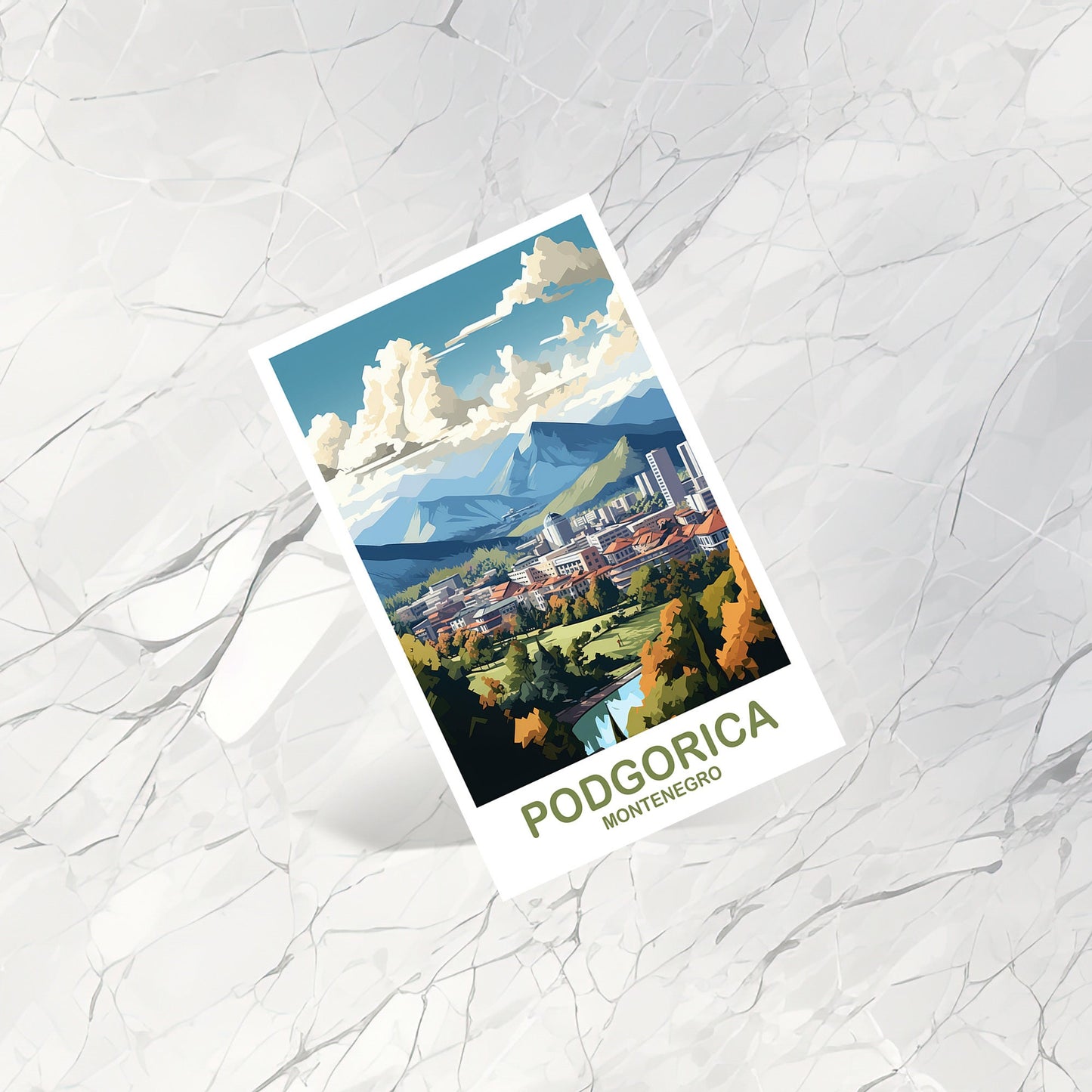 Podgorica Montenegro Travel Art Postcard, Podgorica Travel, Podgorica Postcard, Travel Postcard, Montenegro Travel Postcard | T2EU_MOPO1_P
