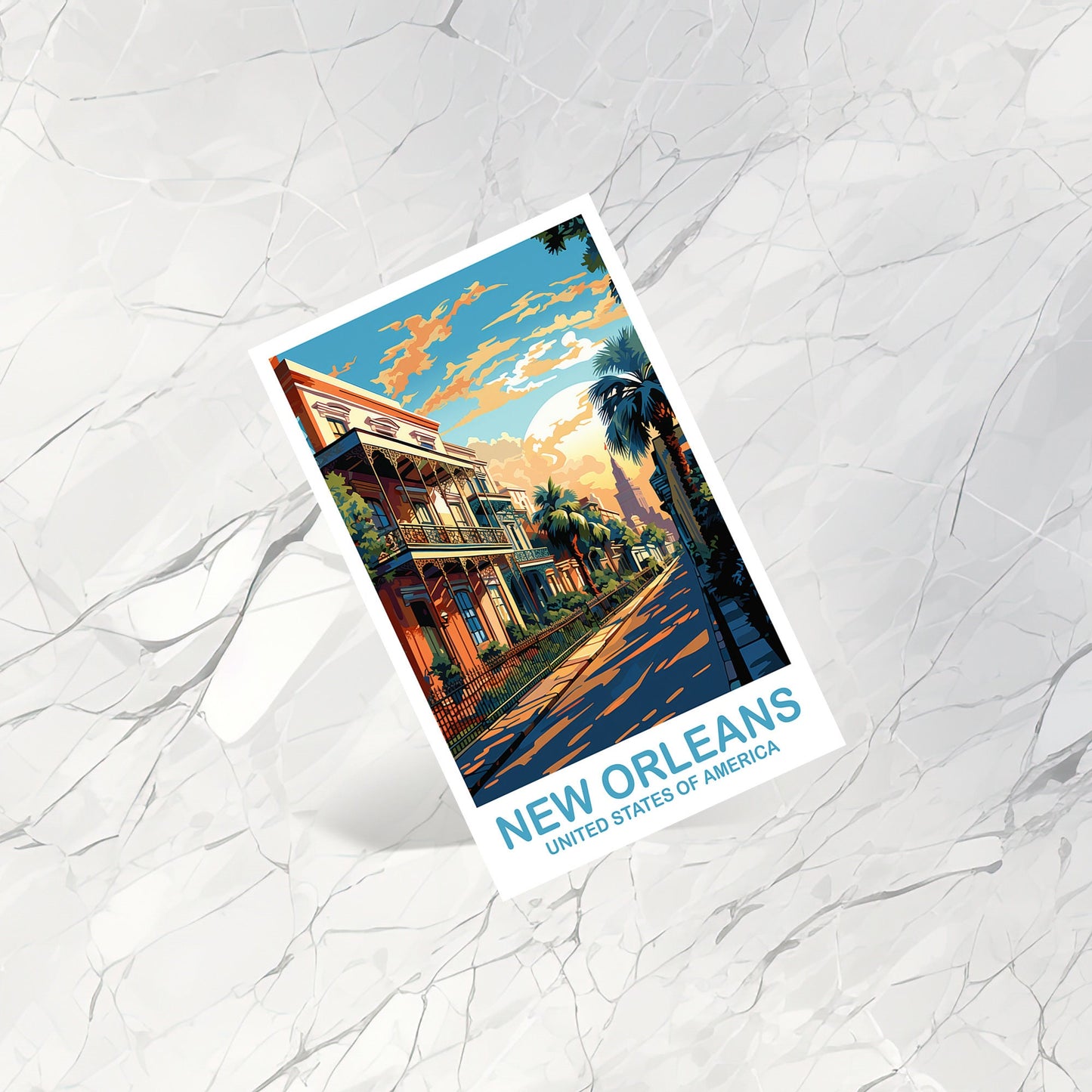 New Orleans Travel Postcard Art, Louisiana Postcard, New Orleans Louisiana Postcard, Travel Postcard | T2NA_LONO1_P