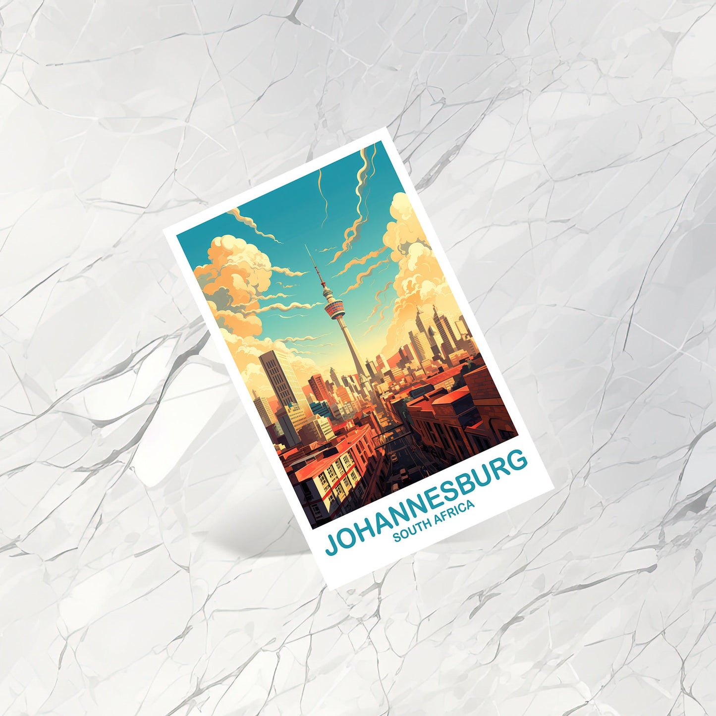 Johannesburg Travel Postcard Art, Johannesburg South Africa Postcard, South Africa Postcard Travel Art, Africa Postcard Art | T2AF_SFJO1_P