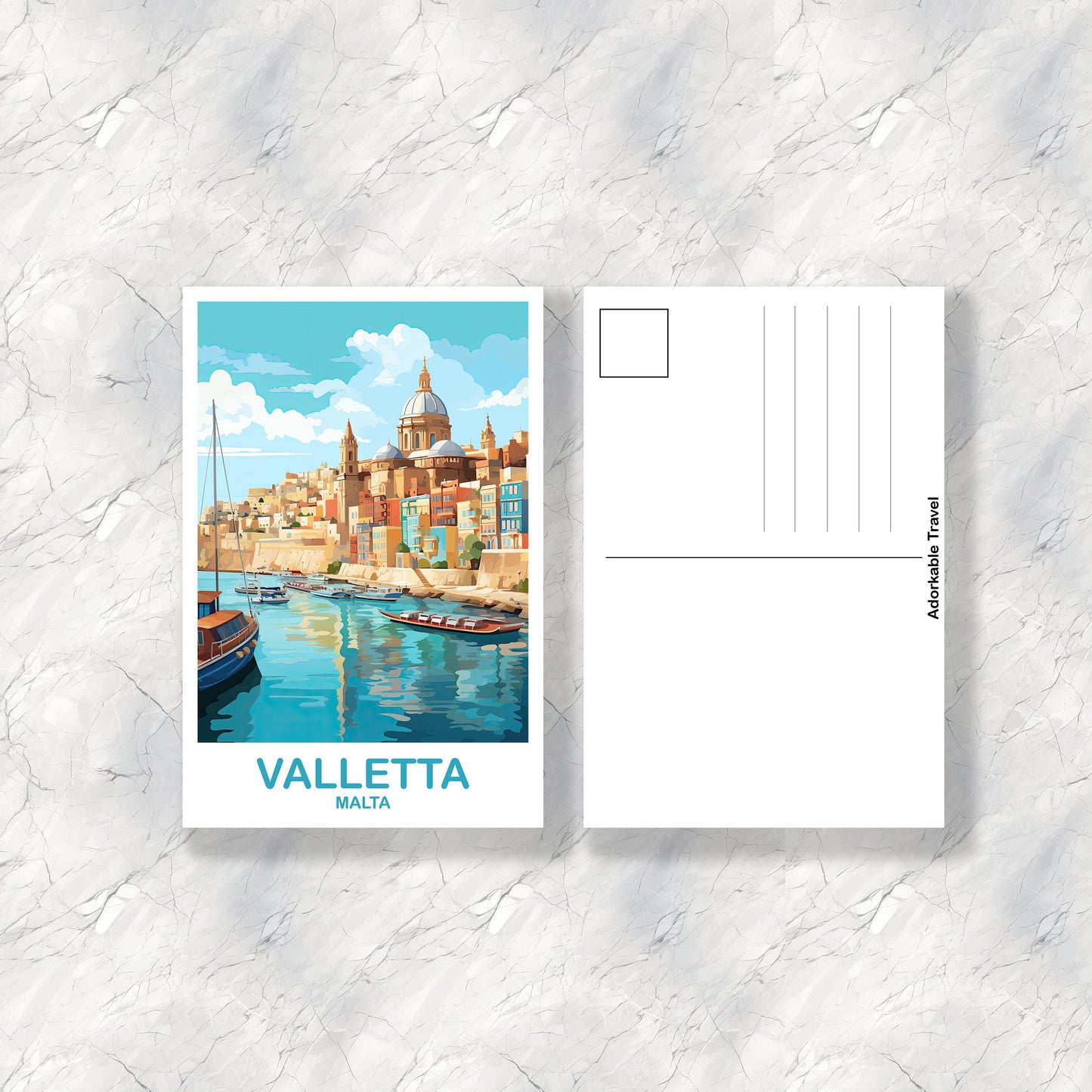 Valletta Malta Travel Postcard, Valletta Travel Postcard, Malta Postcard Art, Europe Travel Postcard, Travel Postcard | T2EU_MAVA1_P