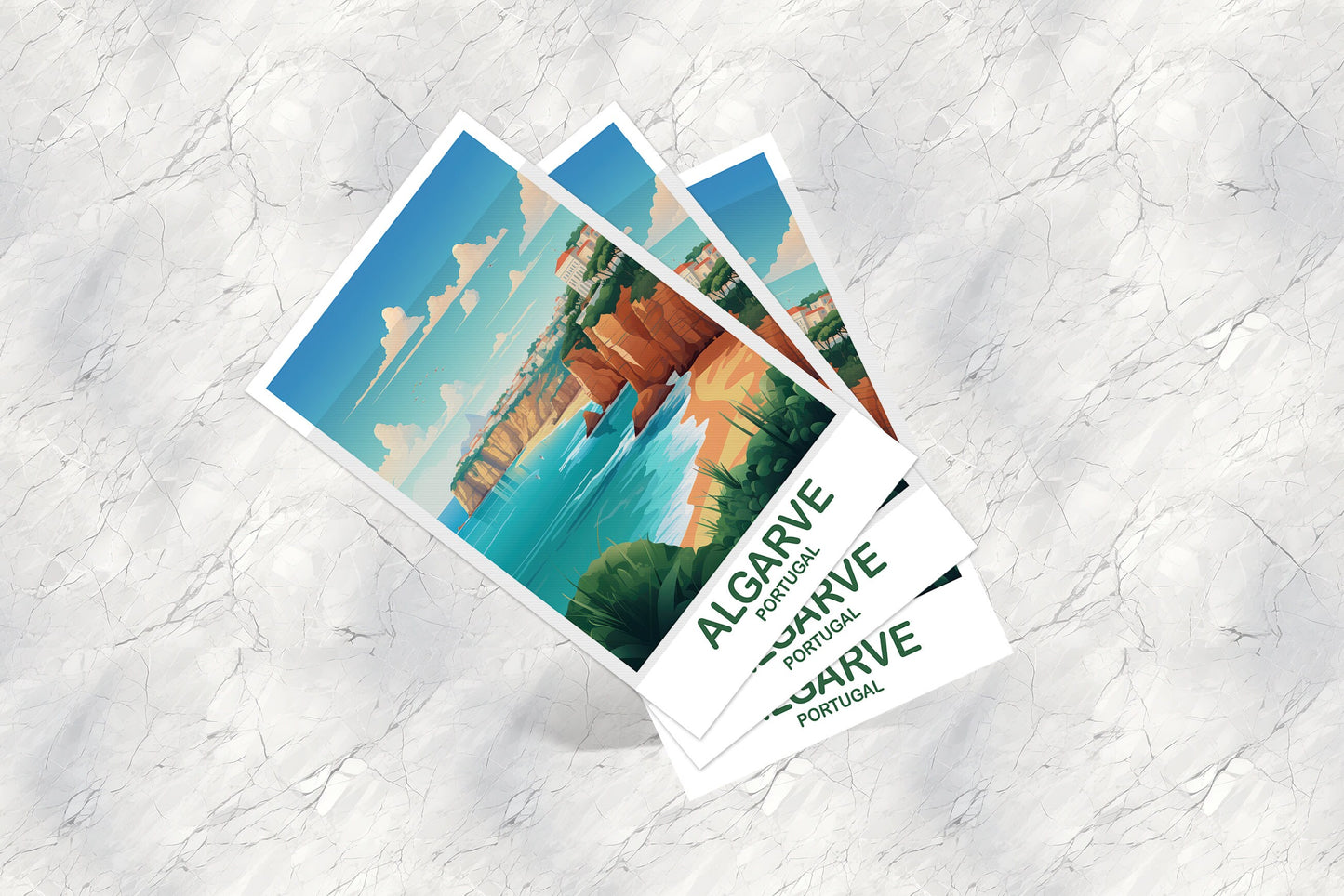Algarve Portugal Travel Postcard Art, Portugal Travel Art, Algarve Art Postcard, Europe Travel Art, Travel Postcard | T2EU_POAL1_P