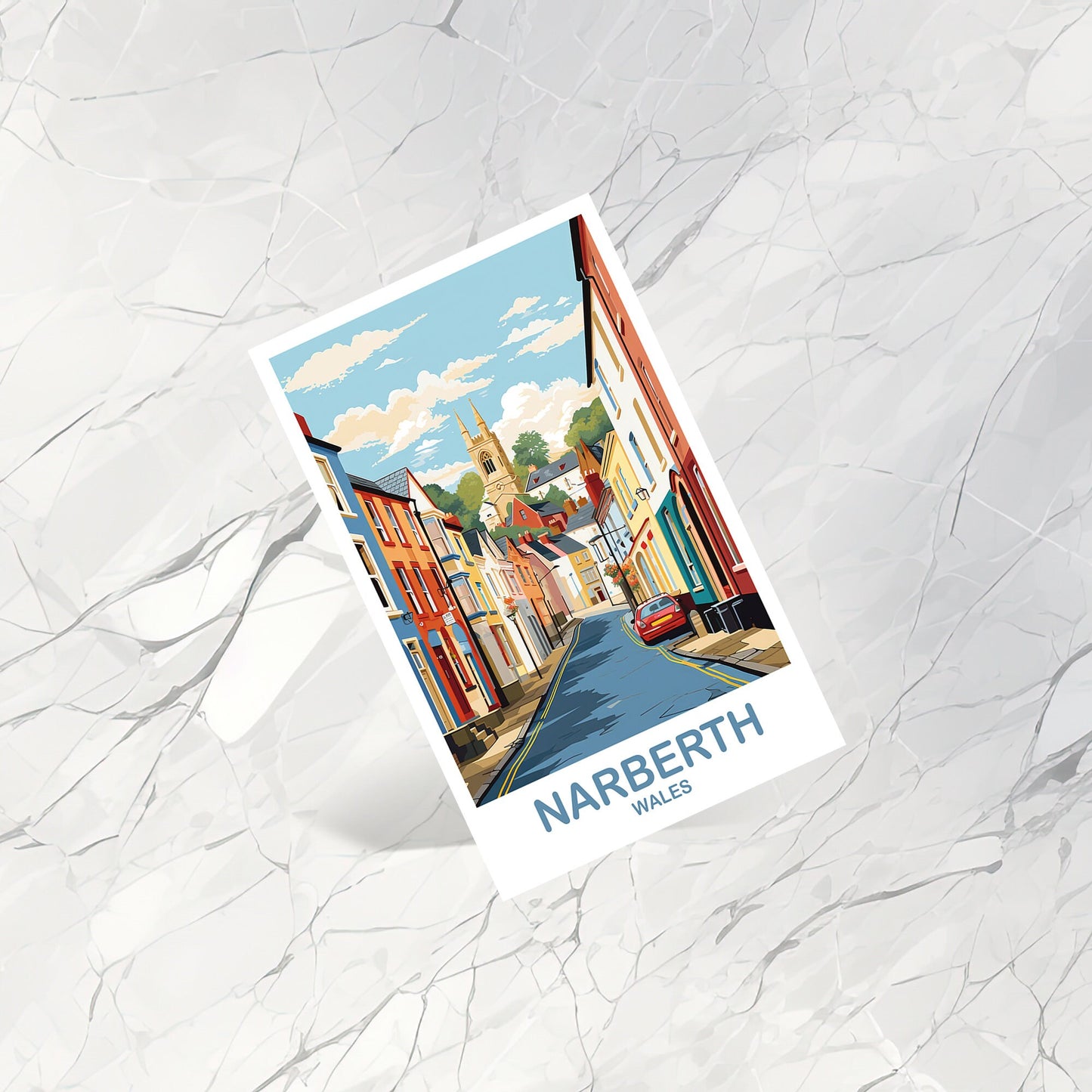Narberth Wales Travel Postcard Art, Narberth Travel Art, Wales Postcard, Wales Travel Postcard Art, Narberth Travel Art | T2EU_WANA1_P