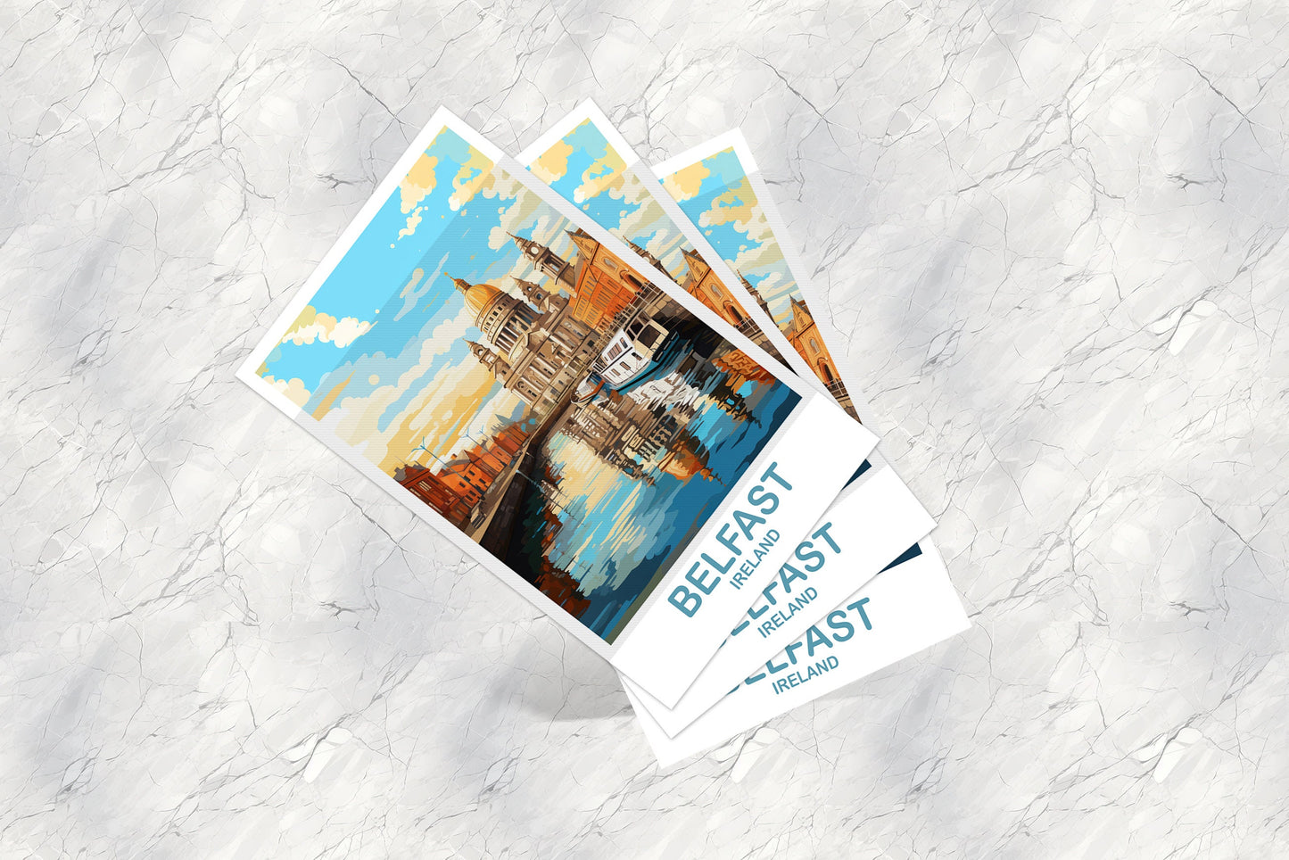 Belfast Ireland Travel Postcard Art, Ireland Travel Postcard, Belfast Art Postcard, Belfast Travel Art, Travel Postcard | T2EU_IRBE1_P