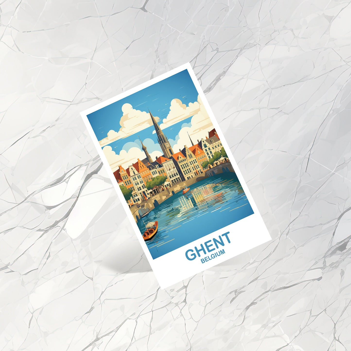 Ghent Belgium Travel Art postcard, Belgium Travel Art,Belgium Postcard, Belgium Travel Art, Europe Travel Postcard, Ghent Art | T2EU_BEGH1_P