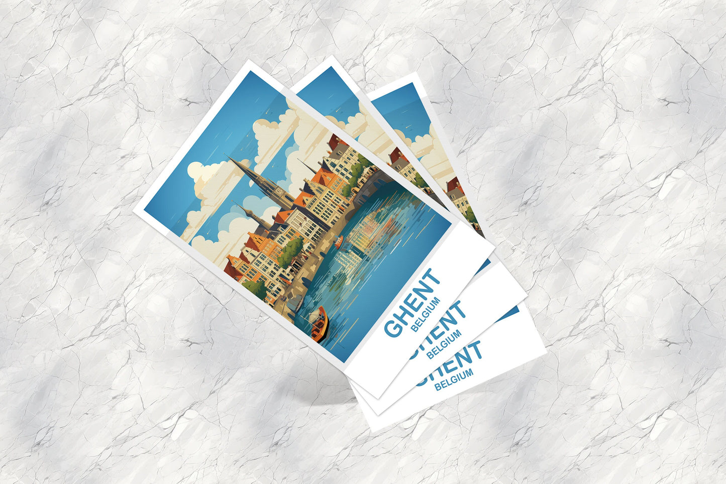Ghent Belgium Travel Art postcard, Belgium Travel Art,Belgium Postcard, Belgium Travel Art, Europe Travel Postcard, Ghent Art | T2EU_BEGH1_P