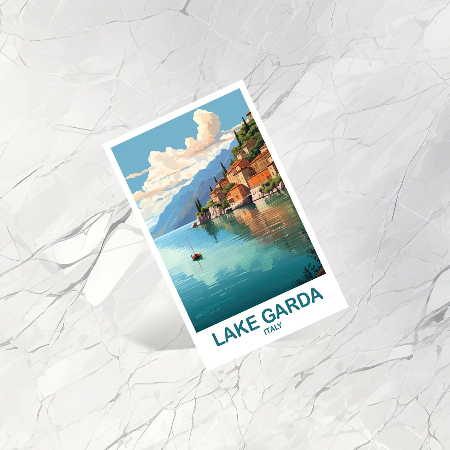 Lake Garda Italy Postcard, Italy Travel Postcard, Lake Garda Travel Postcard Art, Italy Travel, Europe Travel Postcard | T2EU_ITLG1_P