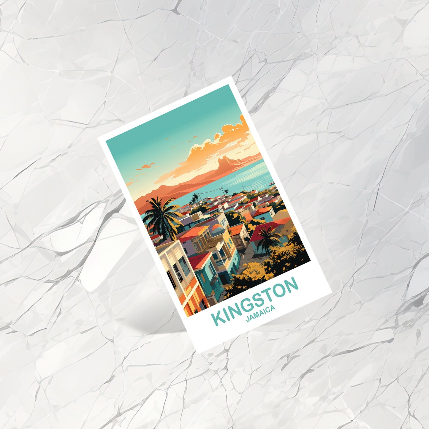 Kingston Jamaica Travel Postcard, Kingston Postcard, Jamaica Postcard, Travel Postcard Art, Kingston Travel Art, Jamica Art | T2NA_JAKI1_P