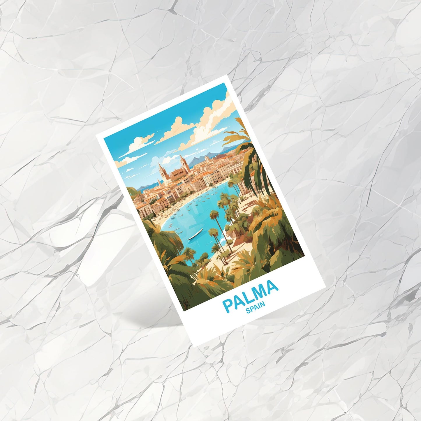 Palma Spain Travel Postcard Art, Spain Travel Postcard, Palma Art Postcard, Spain Travel Art Postcard, Europe Postcard | T2EU_SPPA1_P