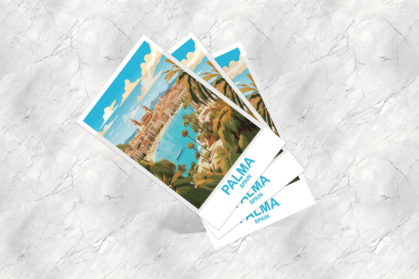 Palma Spain Travel Postcard Art, Spain Travel Postcard, Palma Art Postcard, Spain Travel Art Postcard, Europe Postcard | T2EU_SPPA1_P