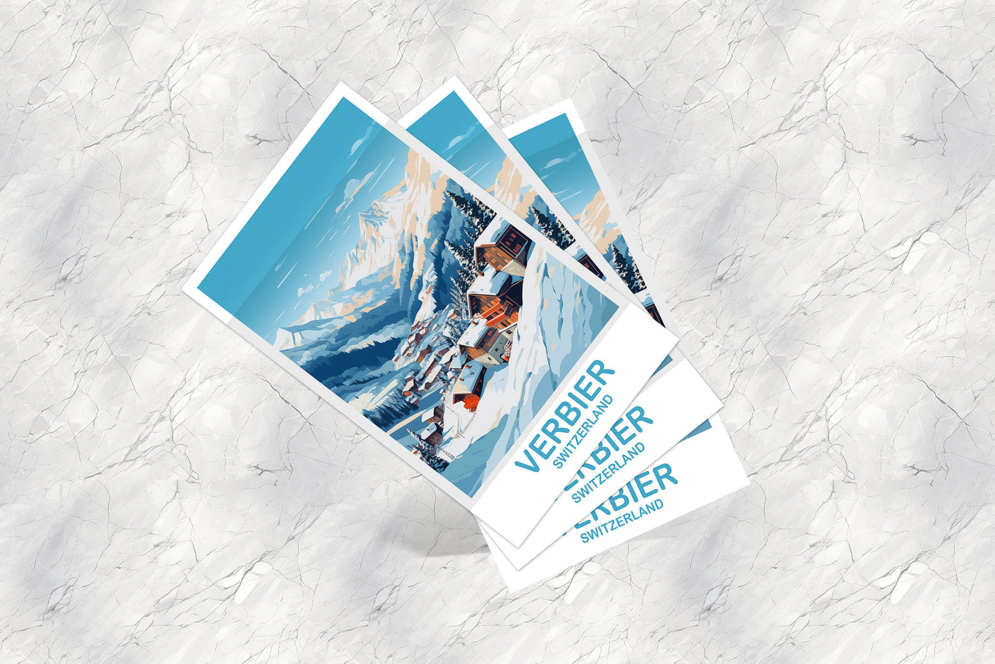Verbier Travel Postcard Art, Verbier Switzerland Postcard Art, Switzerland Art Postcard, Travel Postcard | T2EU_SWVE1_P