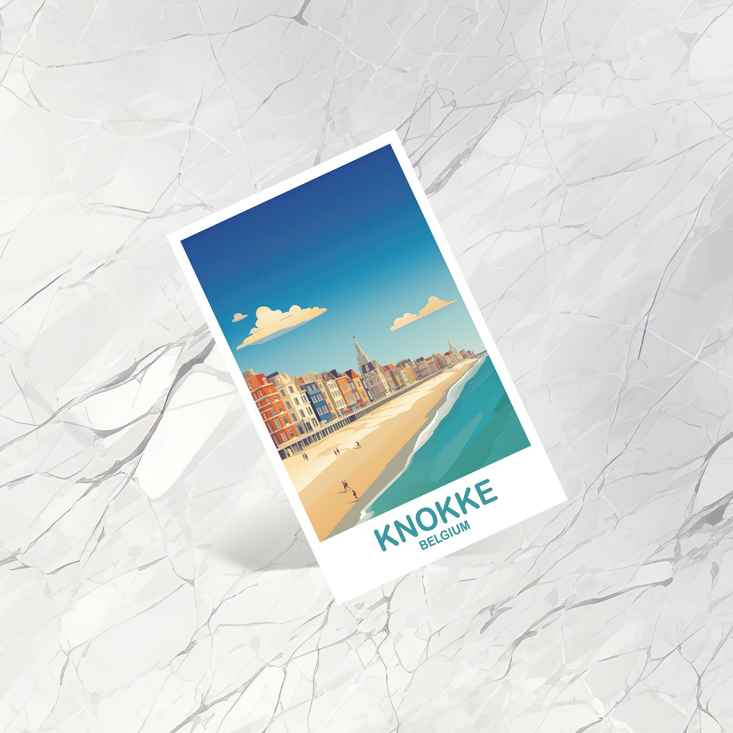 Knokke Belgium Travel Postcard Art, Belgium Travel Art, Knokke Art Postcard, Belgium Travel Art, Europe Travel Art Postcard | T2EU_BEKN1_P