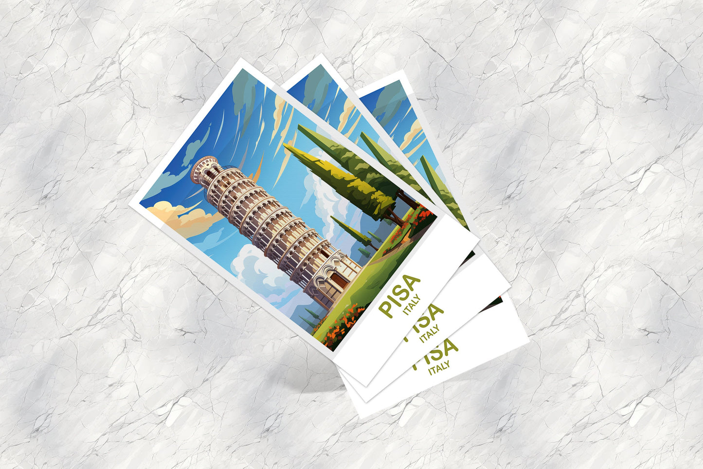 Pisa Italy Travel Postcard, Pisa Travel Art Postcard, Italy Travel Postcard Art, Pisa Travel, Travel Poster | T2EU_ITPI2_P