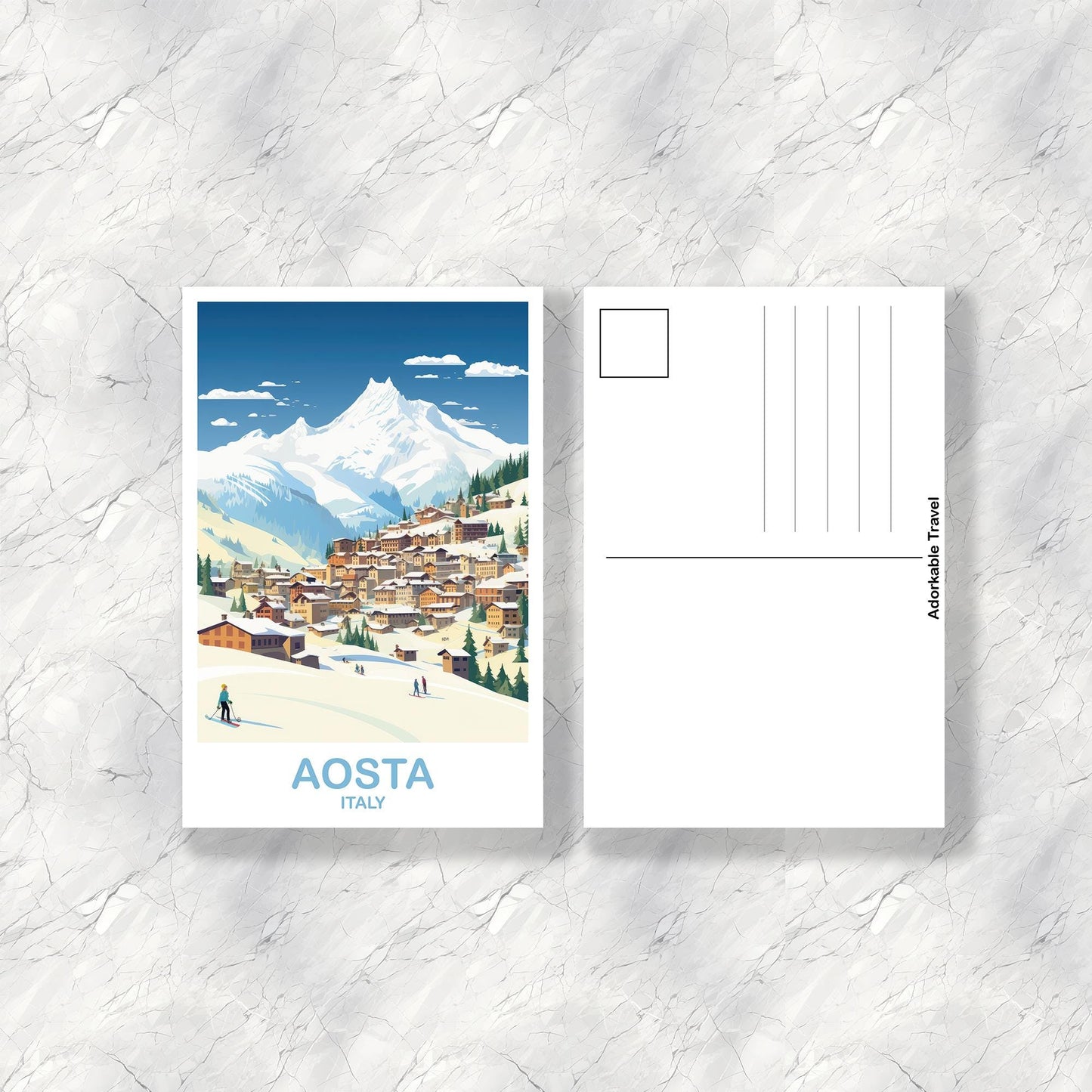 Aosta Italy Travel Postcard Art, Italy Travel Postcard, Aosta Postcard, Aosta Wall Art, Italy Travel, Travel Postcard | T2EU_ITAO1_P