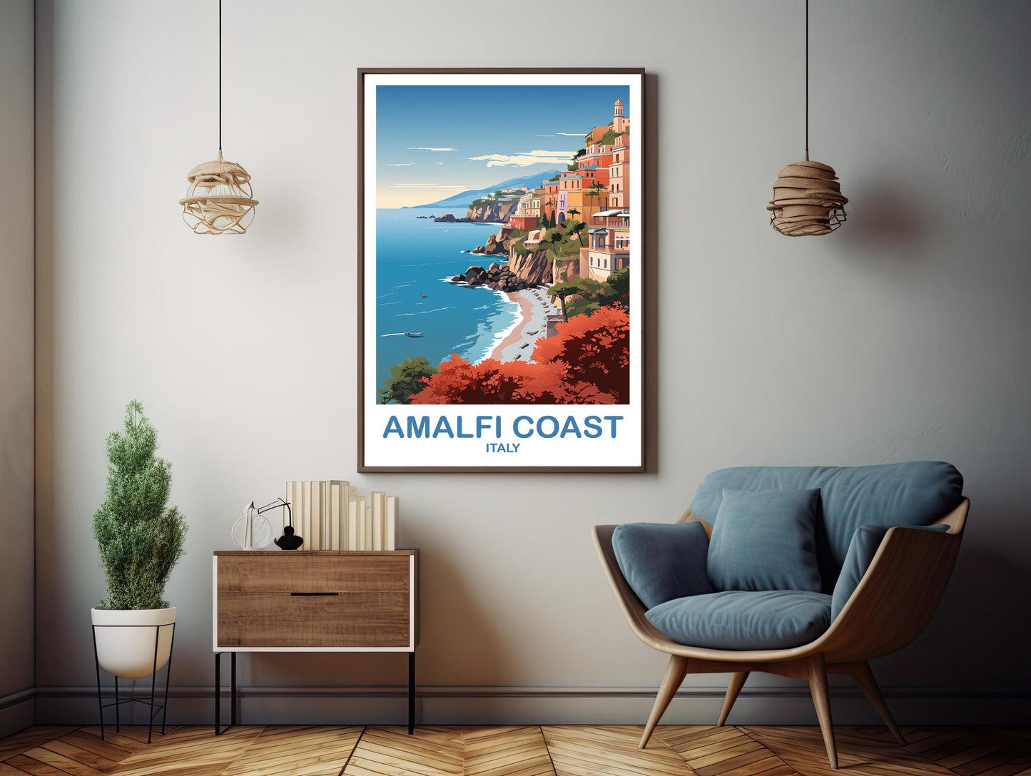 Amalfi Coast Italy Travel Poster, Amalfi Coast Poster Art, Italy Poster, Amalfi Coast Travel Wall Art, Italy Travel Wall Art | T2EU_ITAC1