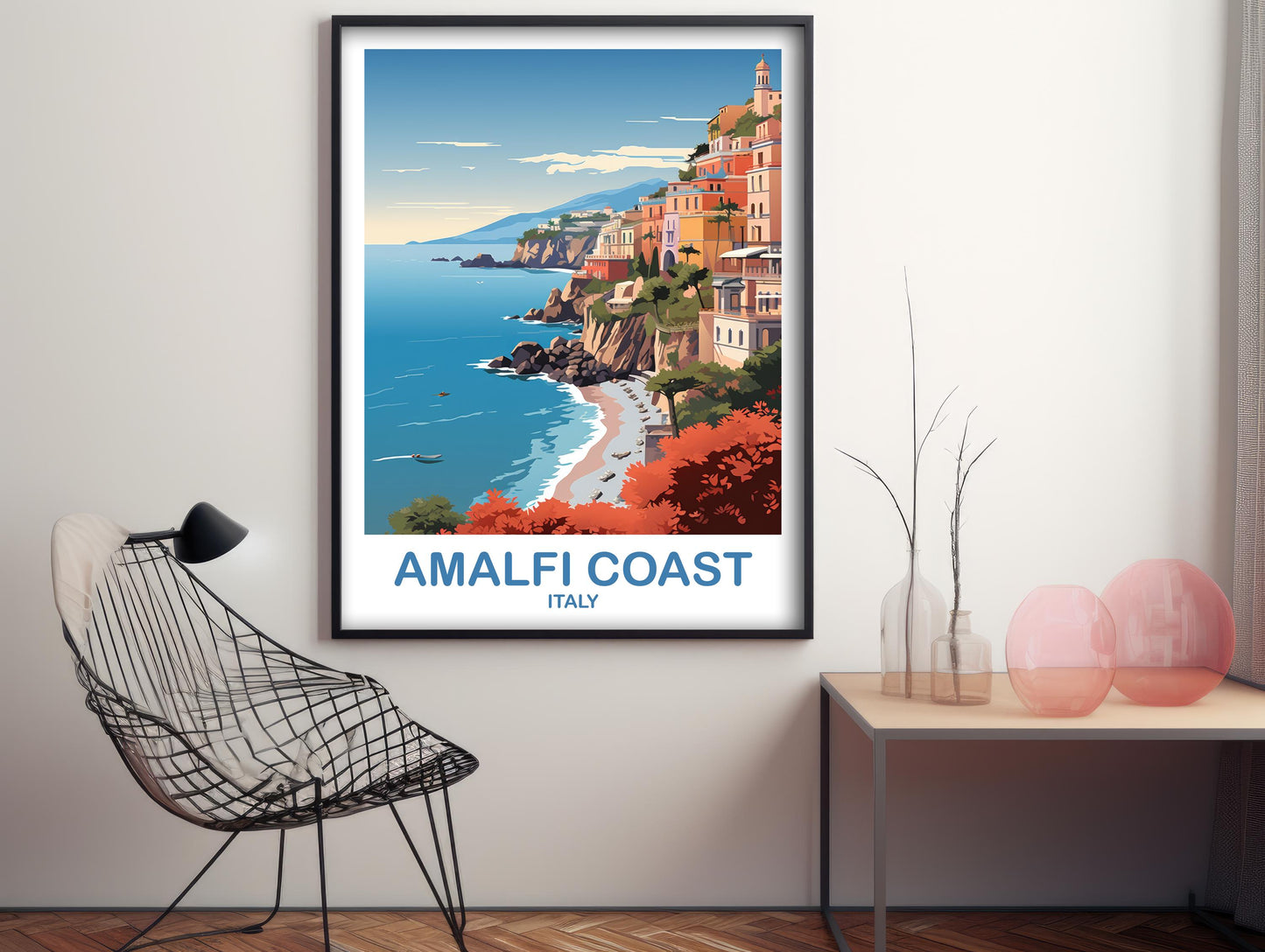 Amalfi Coast Italy Travel Poster, Amalfi Coast Poster Art, Italy Poster, Amalfi Coast Travel Wall Art, Italy Travel Wall Art | T2EU_ITAC1