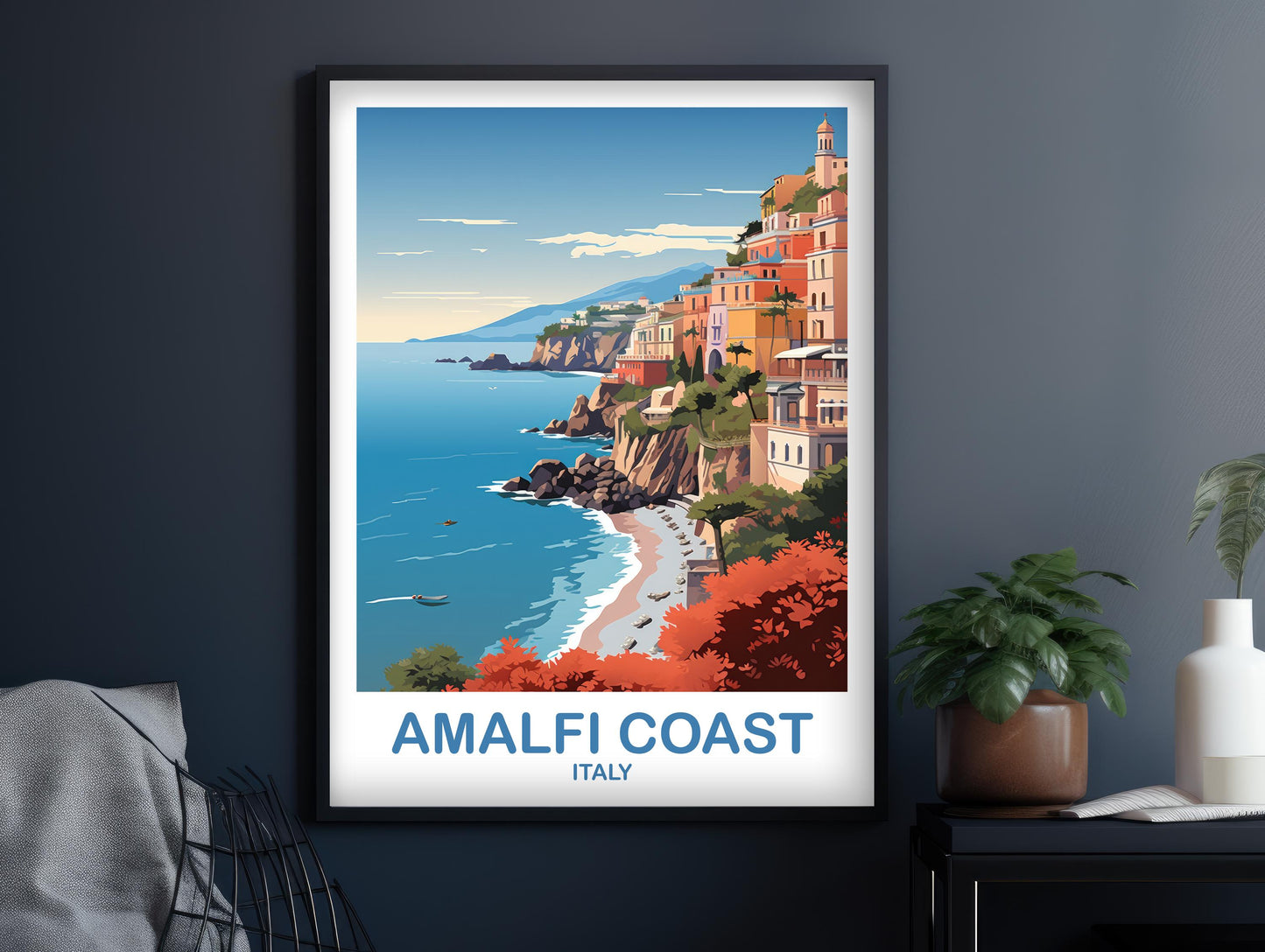 Amalfi Coast Italy Travel Poster, Amalfi Coast Poster Art, Italy Poster, Amalfi Coast Travel Wall Art, Italy Travel Wall Art | T2EU_ITAC1