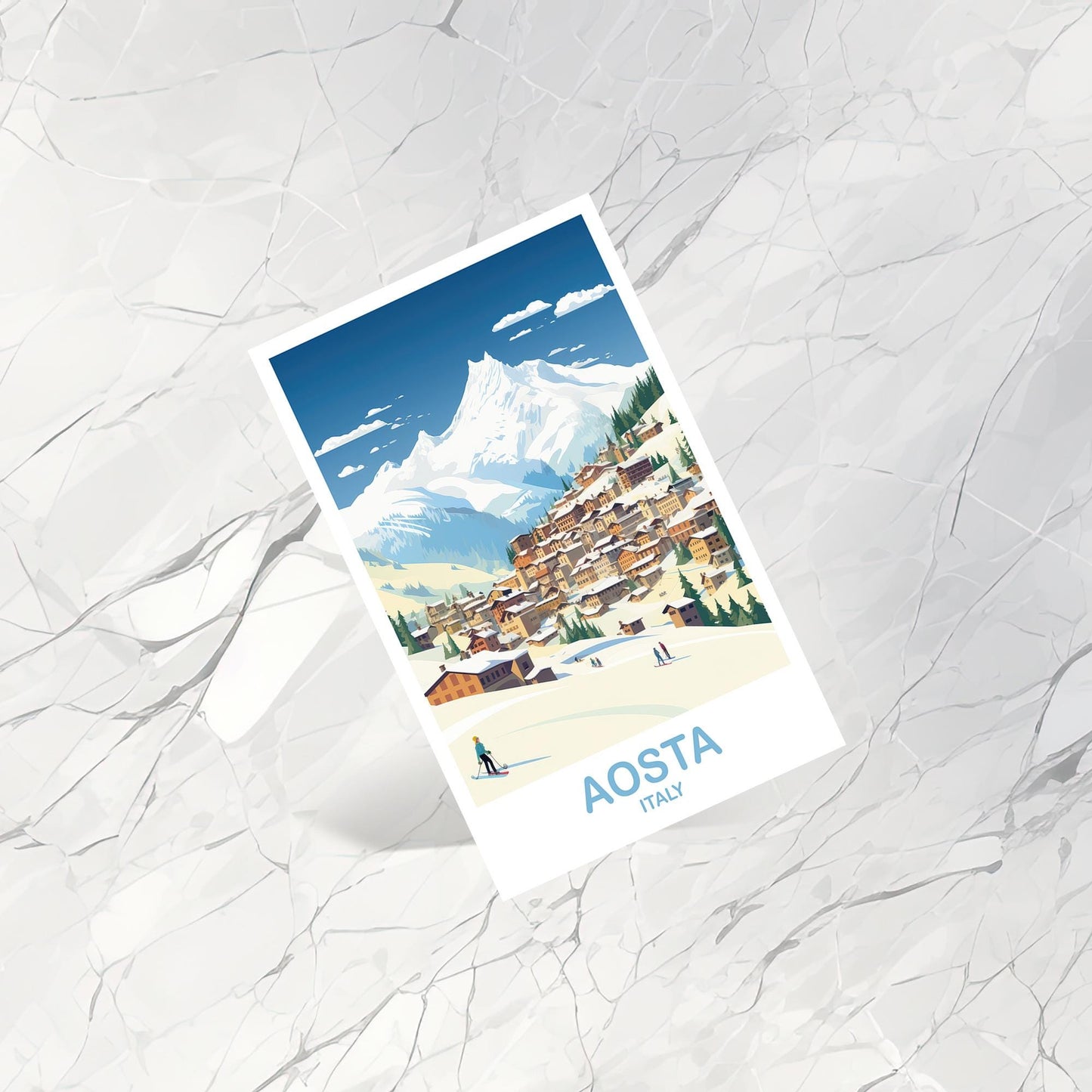 Aosta Italy Travel Postcard Art, Italy Travel Postcard, Aosta Postcard, Aosta Wall Art, Italy Travel, Travel Postcard | T2EU_ITAO1_P