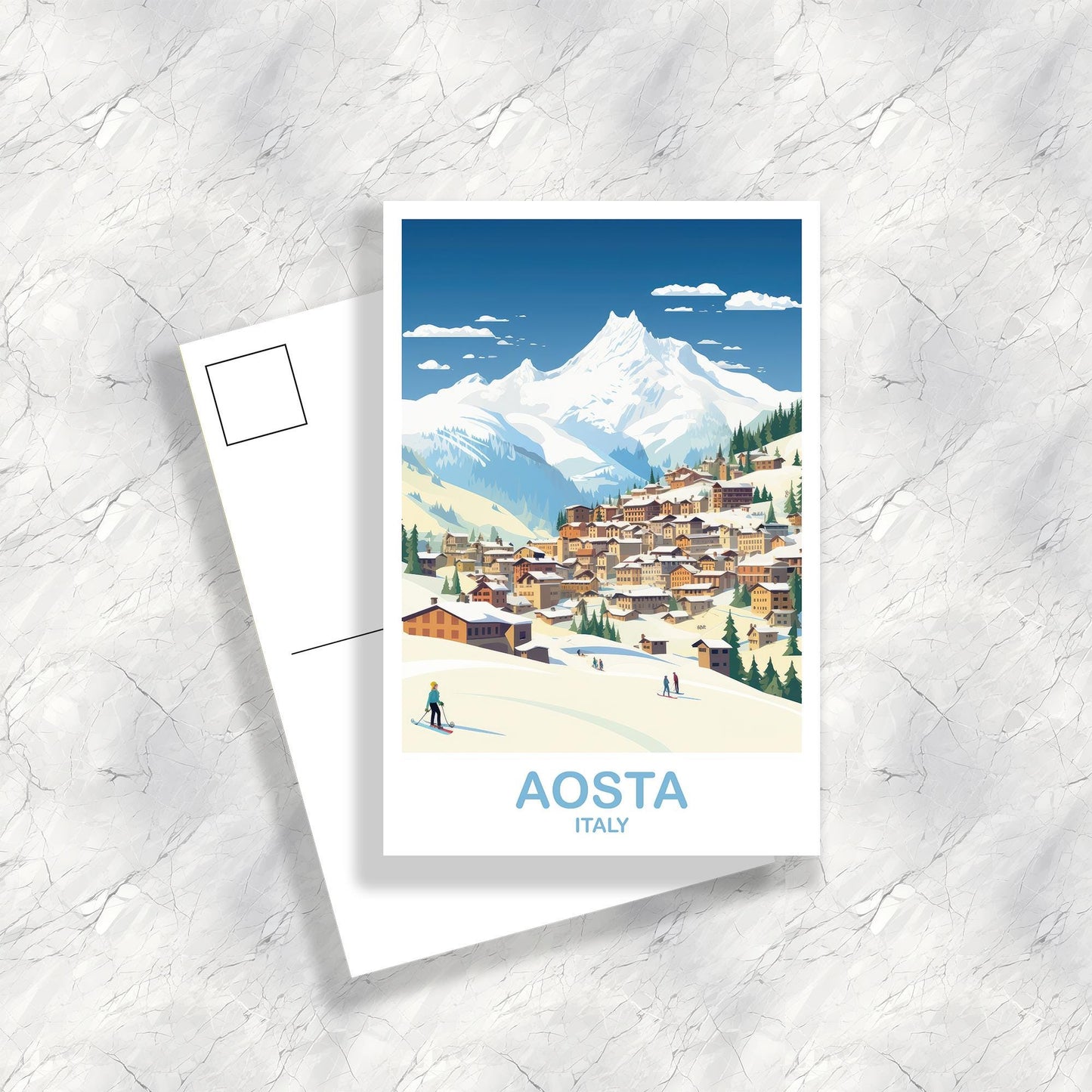 Aosta Italy Travel Postcard Art, Italy Travel Postcard, Aosta Postcard, Aosta Wall Art, Italy Travel, Travel Postcard | T2EU_ITAO1_P