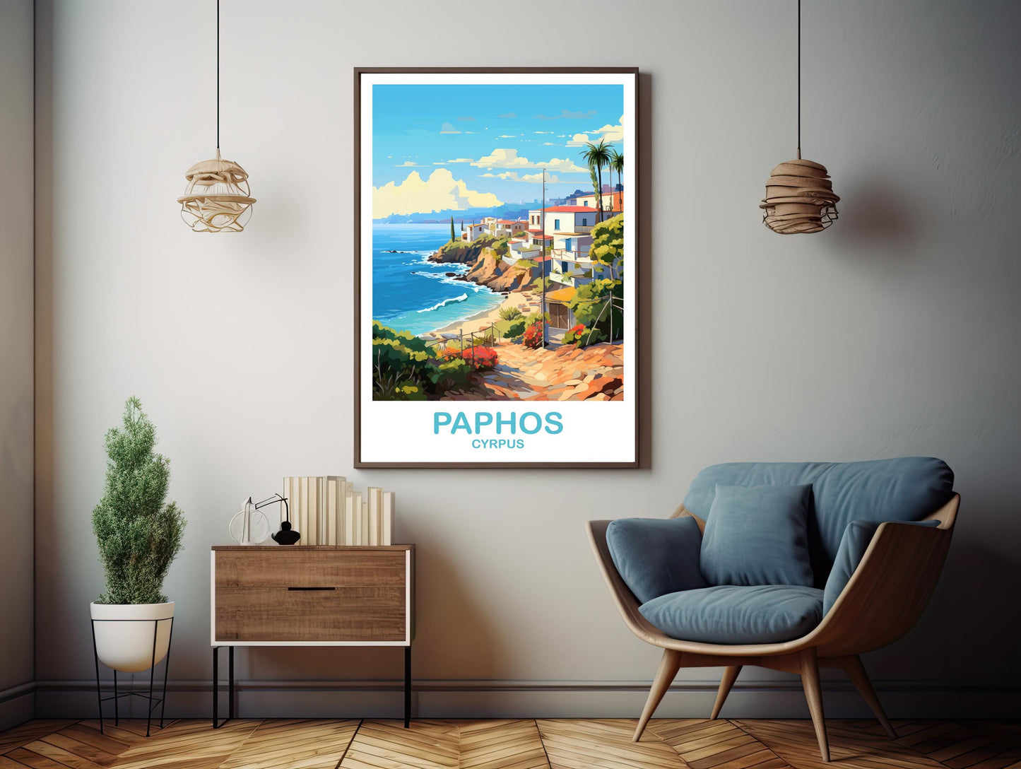 Paphos Cyrprus Travel Poster Art, Printable Cyprus Wall Art, Digital Paphosa Cyprus Wall Art, Paphos Print, Digital Travel Art | DT2EU_CYPH1