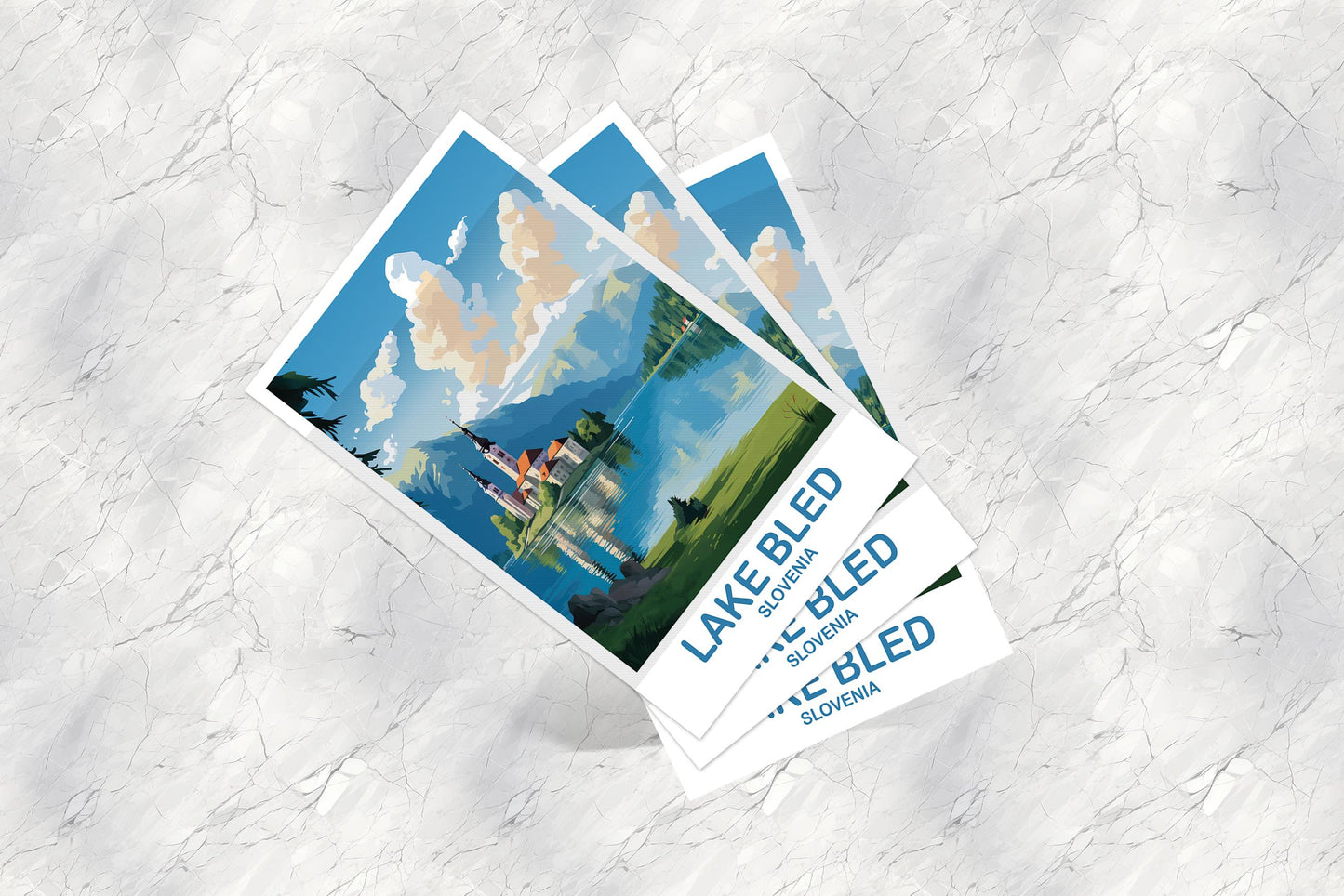 Lake Bled Slovenia Travel Postcard Art, Slovenia Travel Postcard, Lake Bled Postcard, Slovenia Travel Art Postcard | T2EU_SLLB1_P