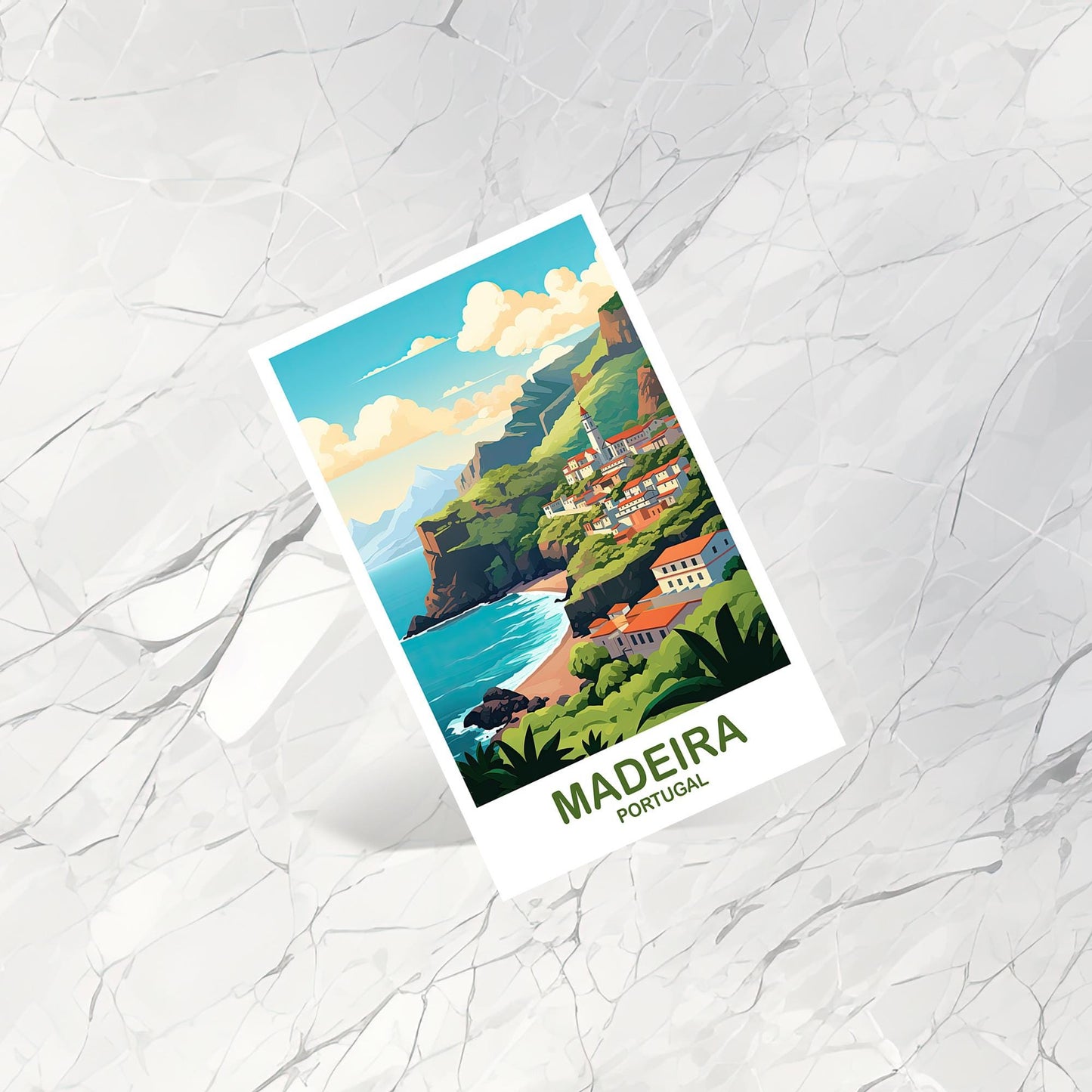 Madeira Portugal Travel Postcard Art, Portugal Travel Art, Madeira Art Postcard, Europe Travel Postcard Art | T2EU_POMA1_P