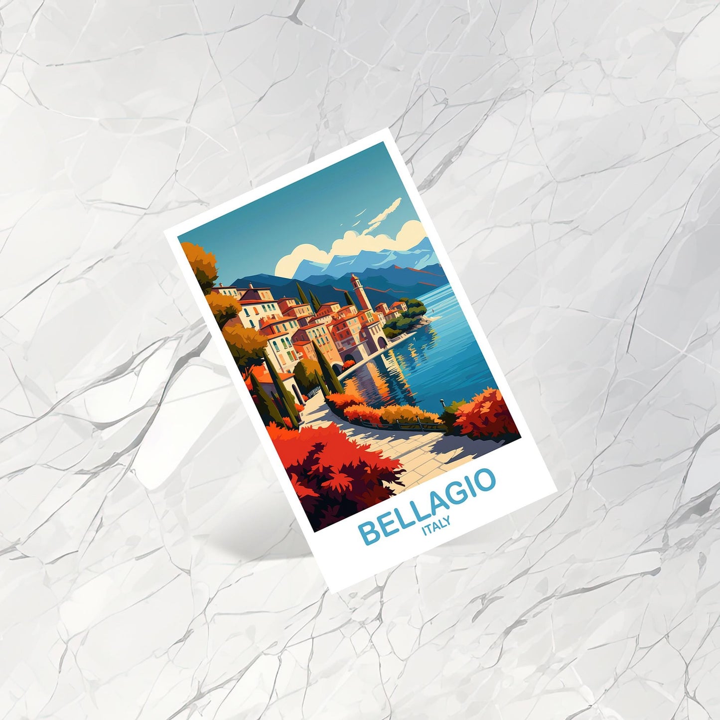 Bellagio Italy Travel Postcard, Italy Travel Postcard, Bellagio Travel Postcard Art, Italy Travel, Europe Travel Postcard | T2EU_ITBE1_P
