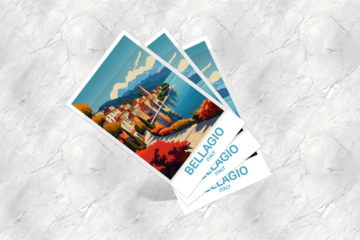 Bellagio Italy Travel Postcard, Italy Travel Postcard, Bellagio Travel Postcard Art, Italy Travel, Europe Travel Postcard | T2EU_ITBE1_P