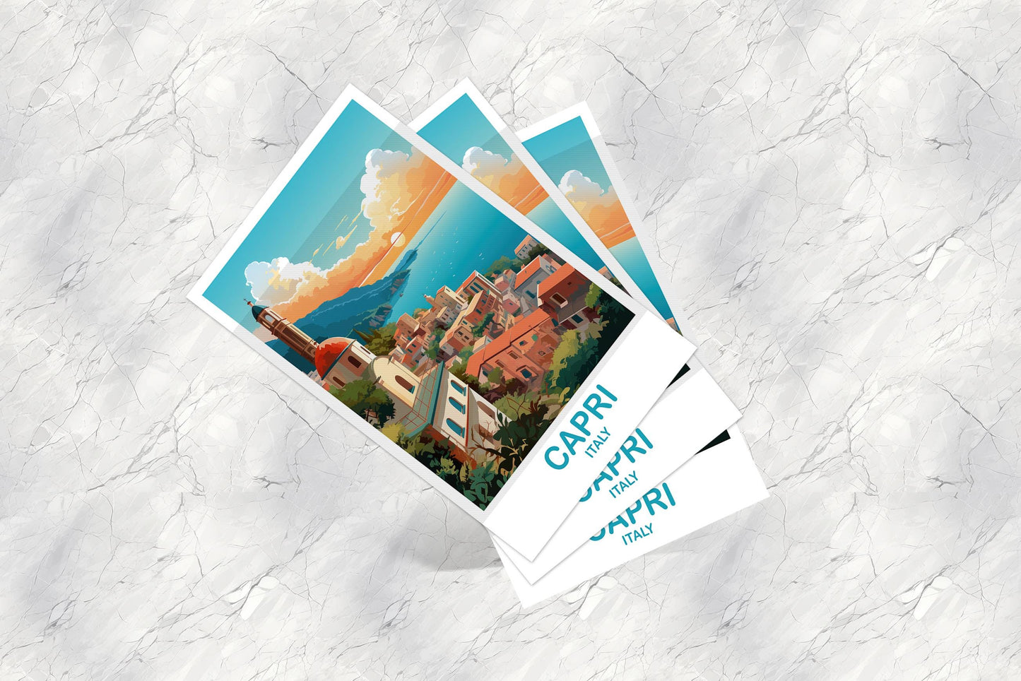 Capri Italy Travel Postcard, Italy Travel Postcard, Capri Travel Postcard Art, Italy Travel, Europe Travel Postcard | T2EU_ITCA1_P