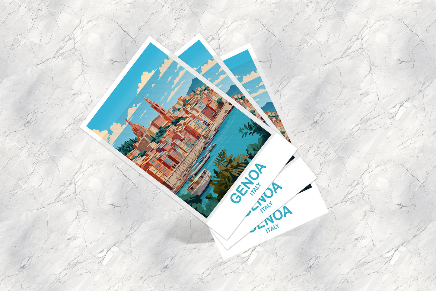 Genoa Italy Travel Postcard, Italy Travel Postcard, Genoa Travel Postcard Art, Italy Travel, Europe Travel Postcard | T2EU_ITGE1_P