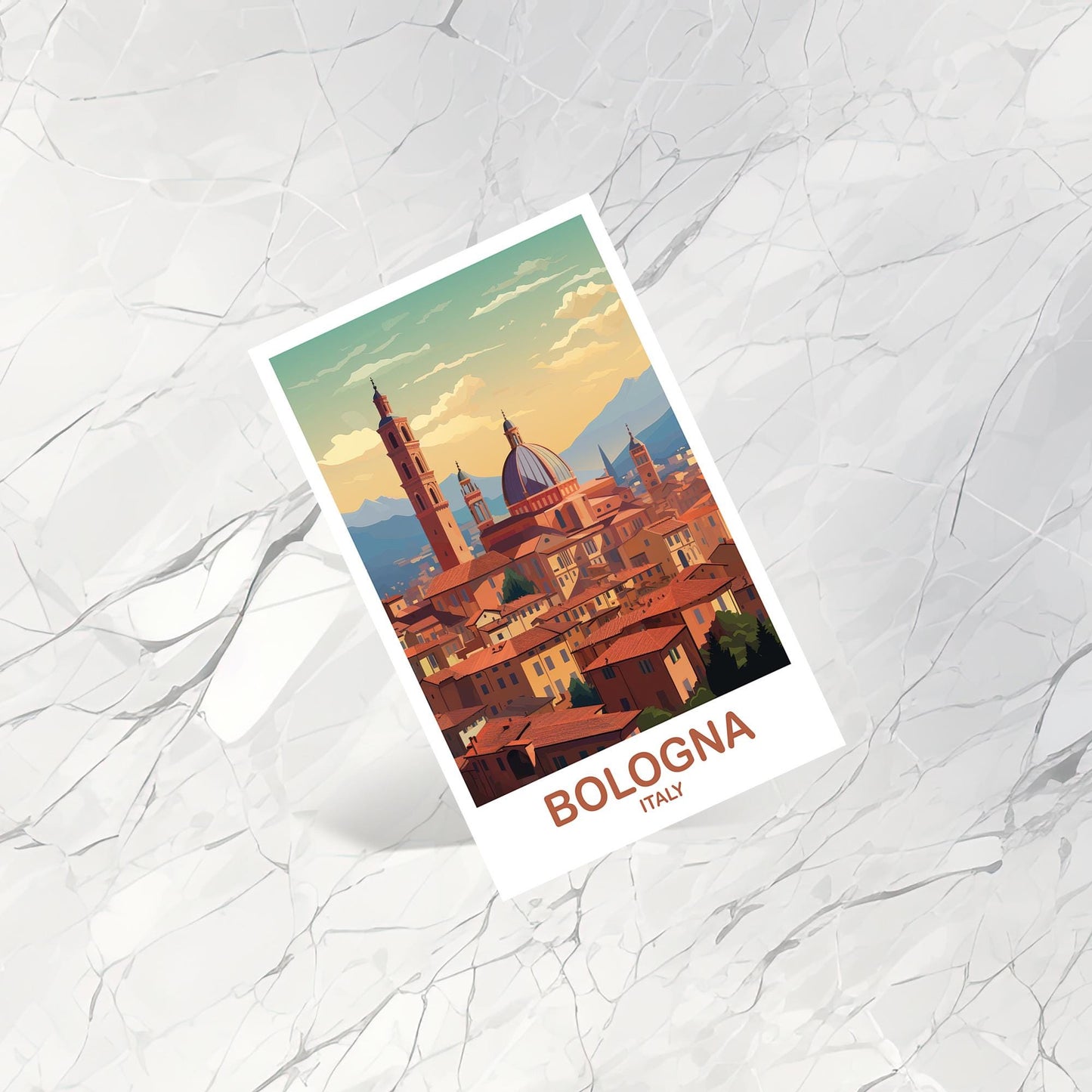 Bologna Italy Travel Postcard, Bologna Travel Art Postcard, Italy Travel Postcard Art, Bologna Travel, Travel Postcard | T2EU_ITBO1_P