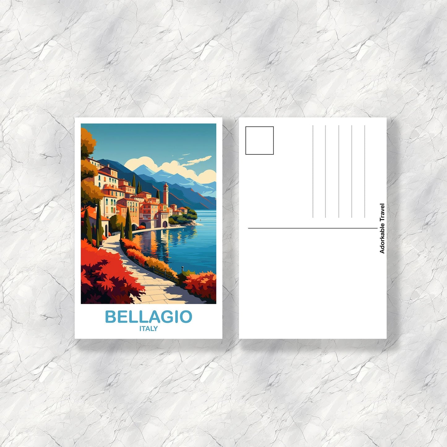 Bellagio Italy Travel Postcard, Italy Travel Postcard, Bellagio Travel Postcard Art, Italy Travel, Europe Travel Postcard | T2EU_ITBE1_P