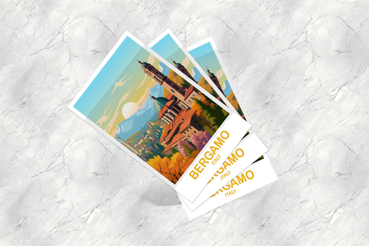 Bergamo Italy Travel Postcard, Italy Travel Postcard, Bergamo Travel Postcard Art, Italy Travel, Europe Travel Postcard | T2EU_ITBER1_P