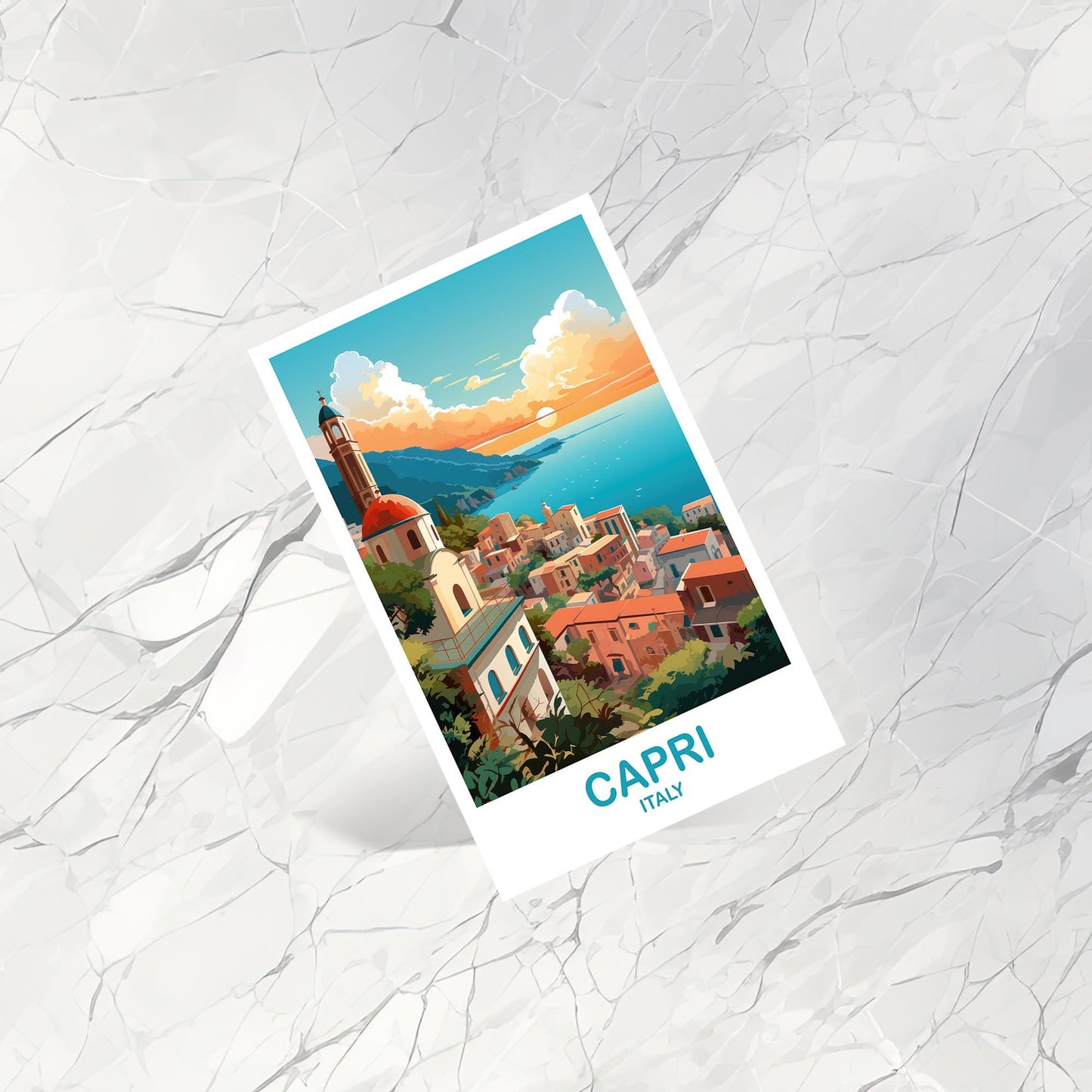 Capri Italy Travel Postcard, Italy Travel Postcard, Capri Travel Postcard Art, Italy Travel, Europe Travel Postcard | T2EU_ITCA1_P