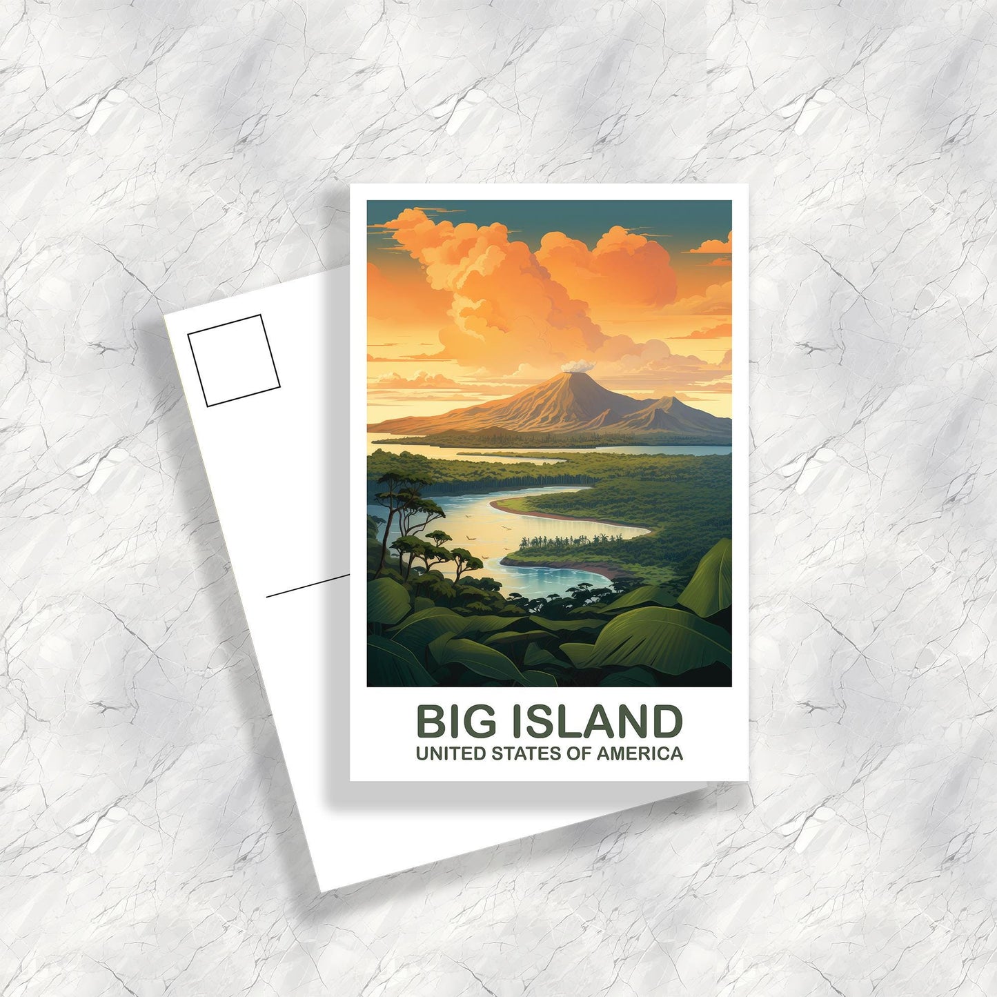 Big Island Hawaii Travel Postcard Art, Hawaii Travel Postcard, USA Travel Postcard, Hawaii Travel Postcard, Big Island | T2NA_HABI1_P