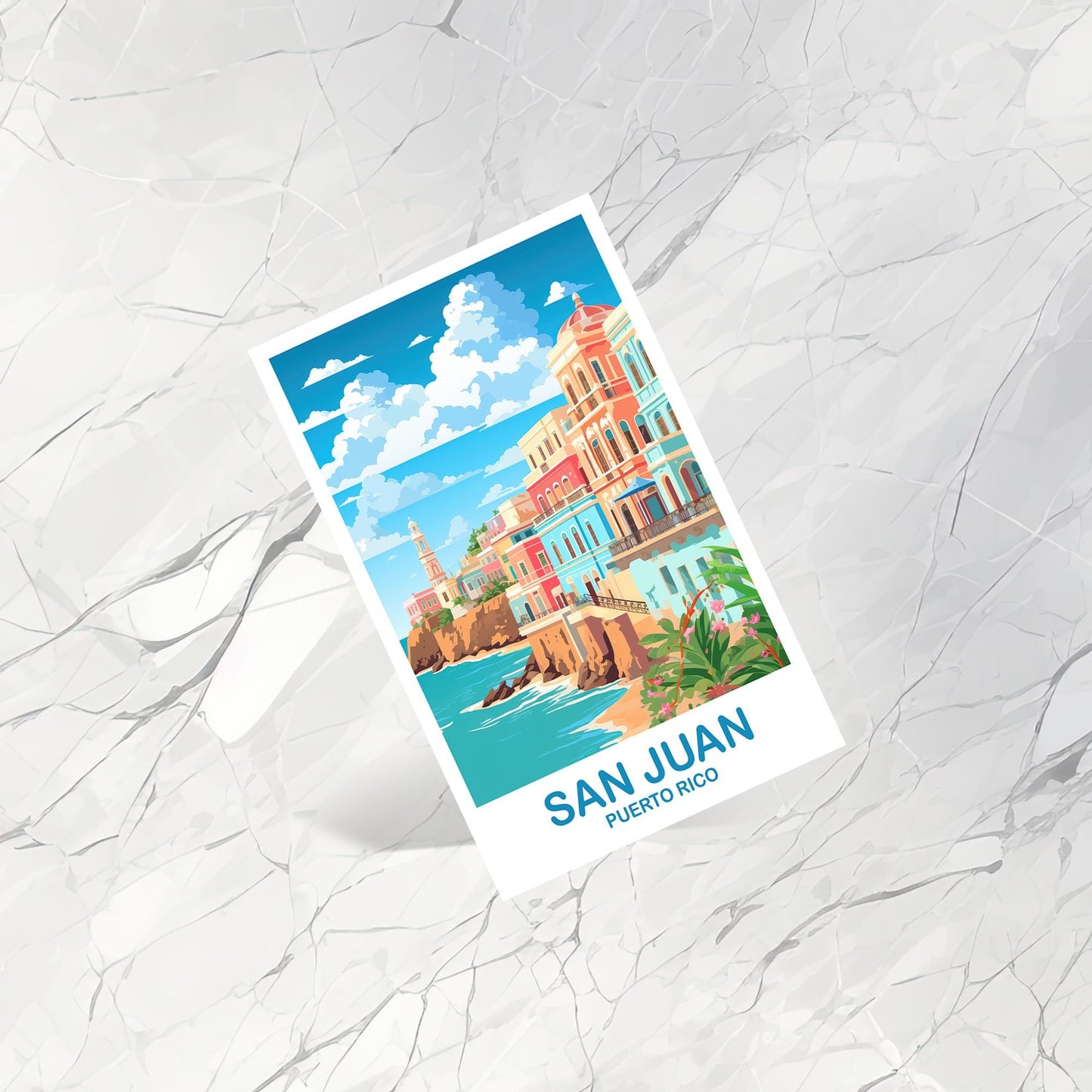 San Juan Puerto Rico Travel Postcard Art, San Juan Travel Postcard, Puerto Rico Art Postcard, Travel Postcard | T2NA_PRSJ1_P