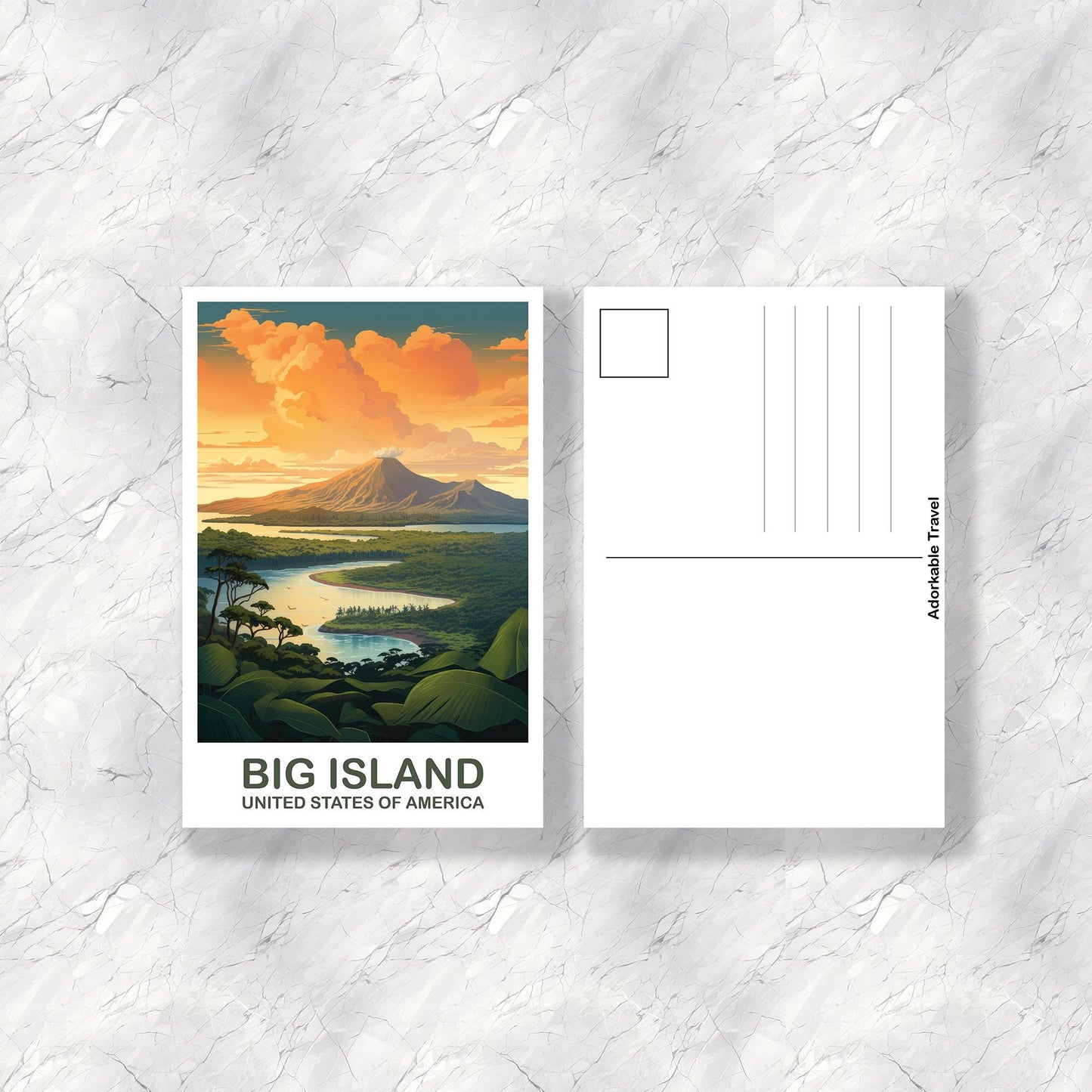 Big Island Hawaii Travel Postcard Art, Hawaii Travel Postcard, USA Travel Postcard, Hawaii Travel Postcard, Big Island | T2NA_HABI1_P
