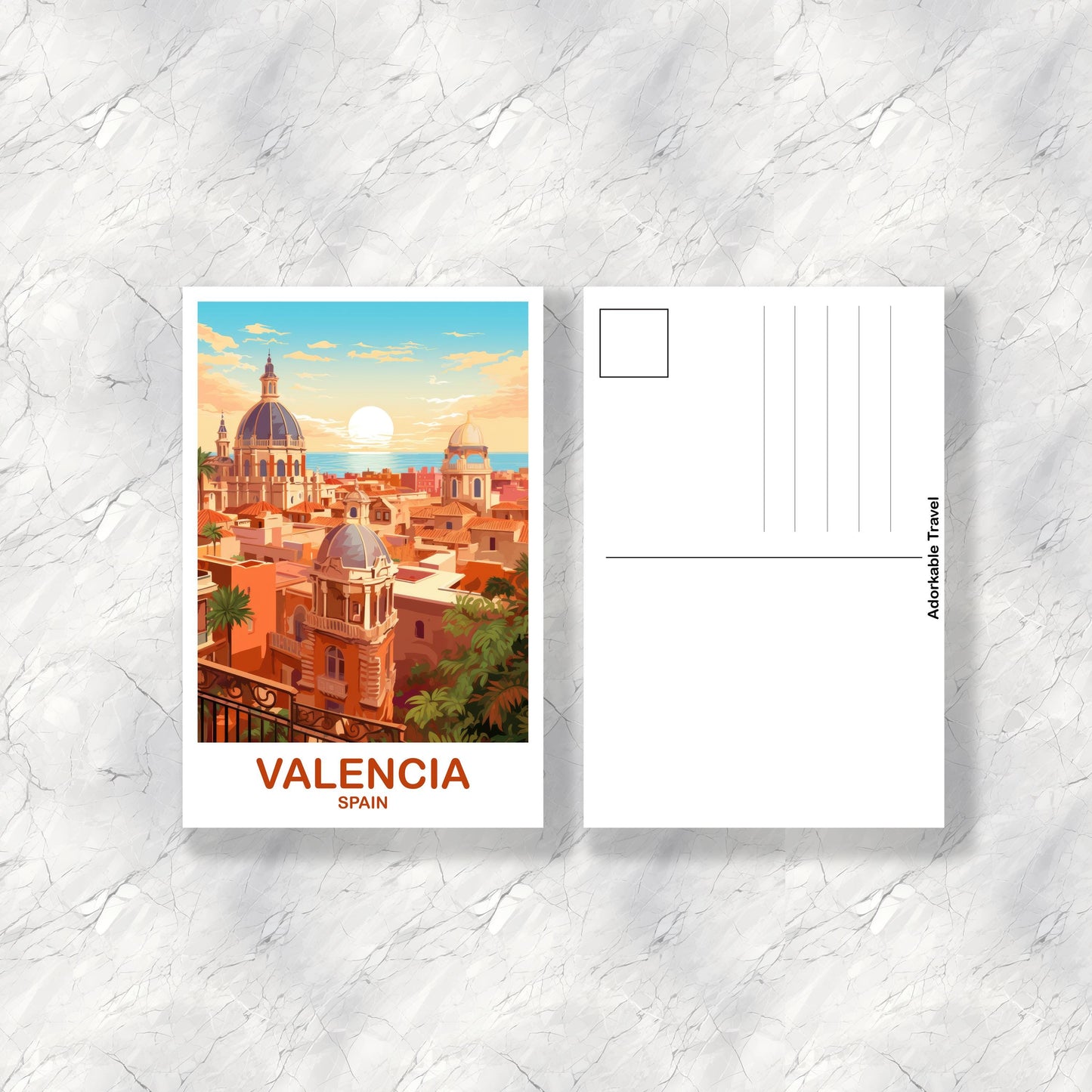 Valencia Spain Travel Postcard Art, Spain Travel Postcard, Valencia Wall Art Postcard, Spain Travel Art Postcard | T2EU_SPVA1_P