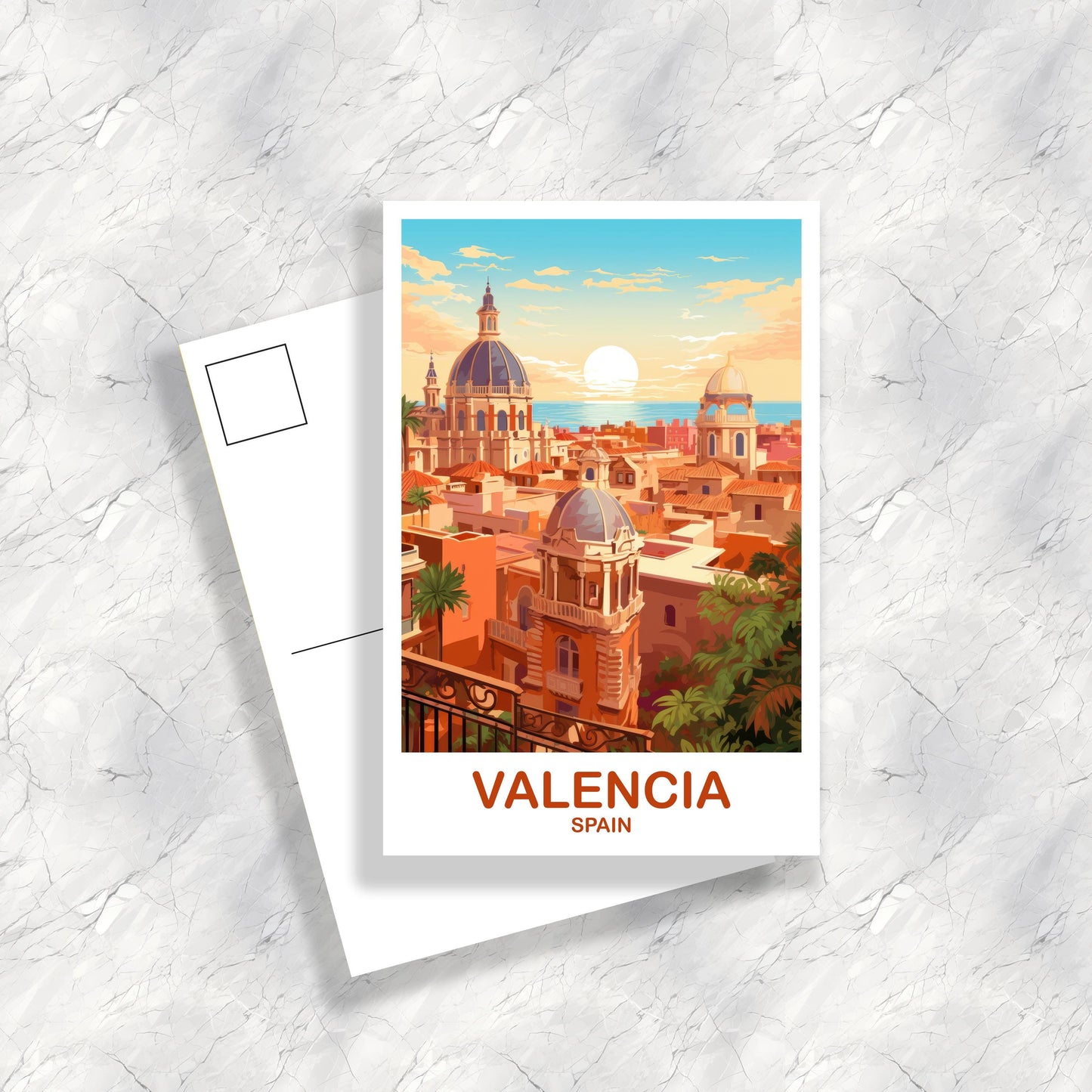 Valencia Spain Travel Postcard Art, Spain Travel Postcard, Valencia Wall Art Postcard, Spain Travel Art Postcard | T2EU_SPVA1_P