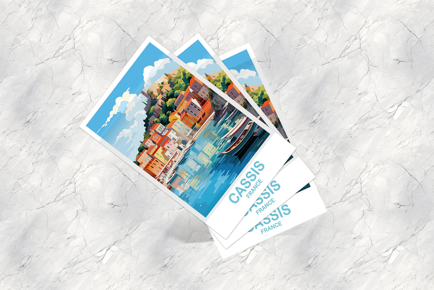Cassis France Travel Postcard, Cassis Postcard, Cassis France Art Print, France Postcard, City Skyline Sunset | T2EU_FRCA1_P