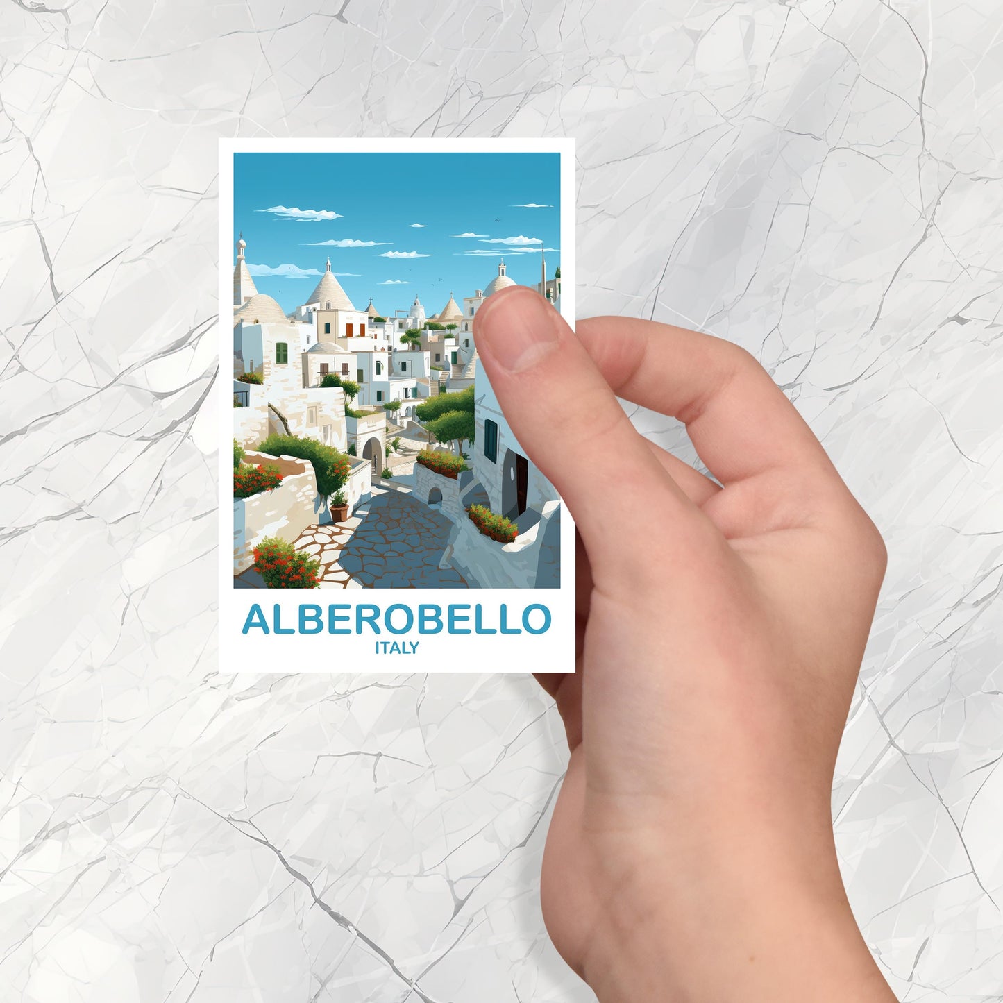 Alberobello Italy Travel Sticker, Alberobello Travel Art, Italy Poster, Alberobello Travel Sticker, Italy Travel Sticker Art | T2EU_ITAL1_S