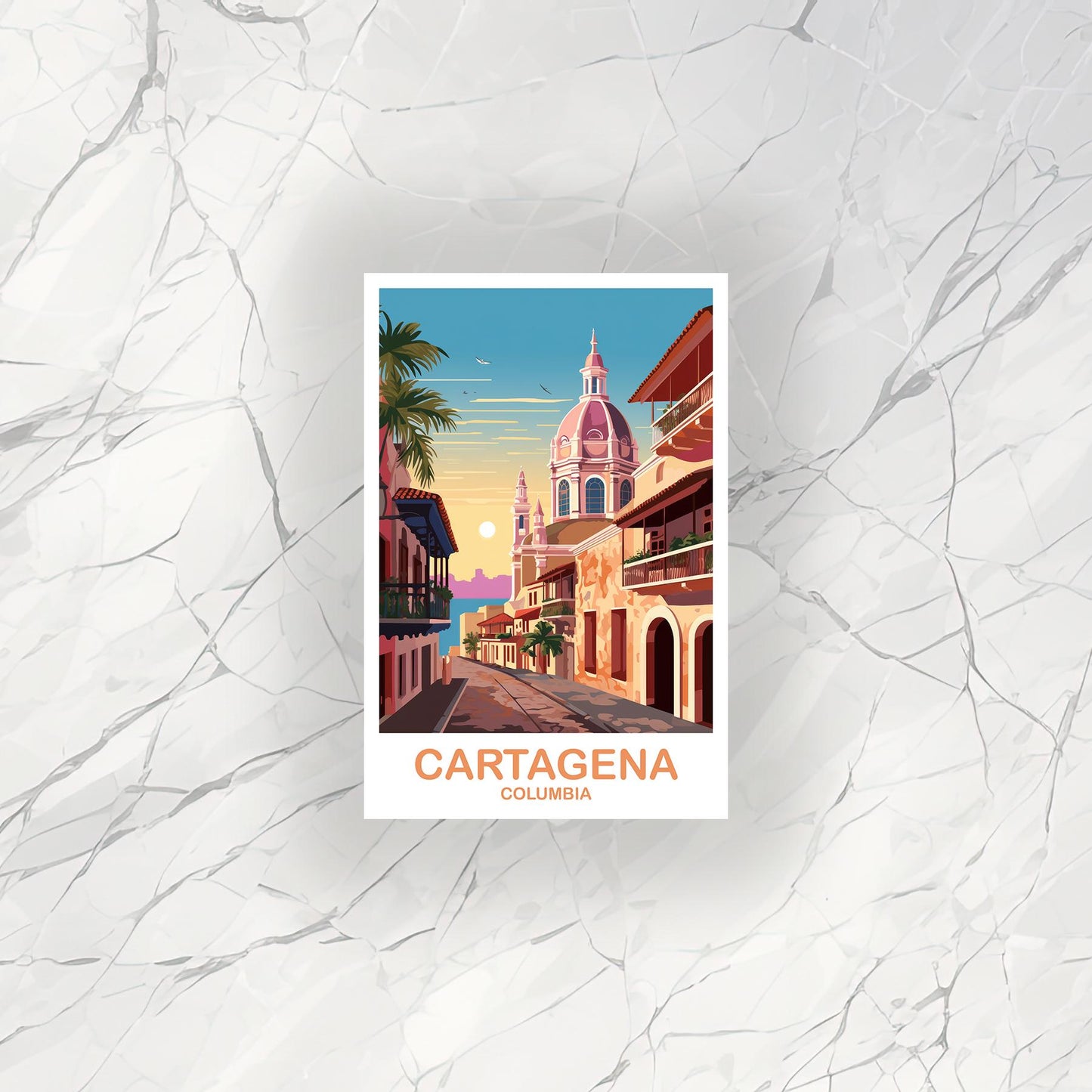 Cartagena Columbia Travel Sticker, Cartagena Sticker, Columbia Travel Art, Travel Art, South America Travel Sticker | T2SA_COCA1_S