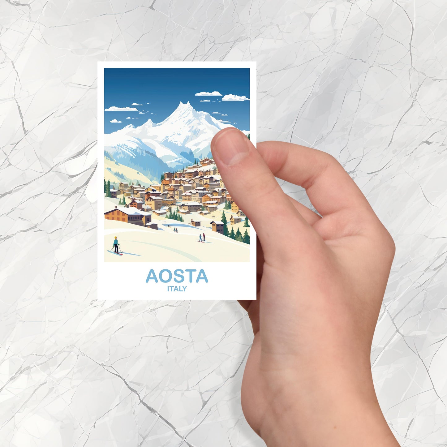 Aosta Italy Travel Sticker, Aosta Travel Sticker, Italy Travel Sticker Art, Aosta Travel Art, Travel Sticker, Europe Travel | T2EU_ITAO1_S