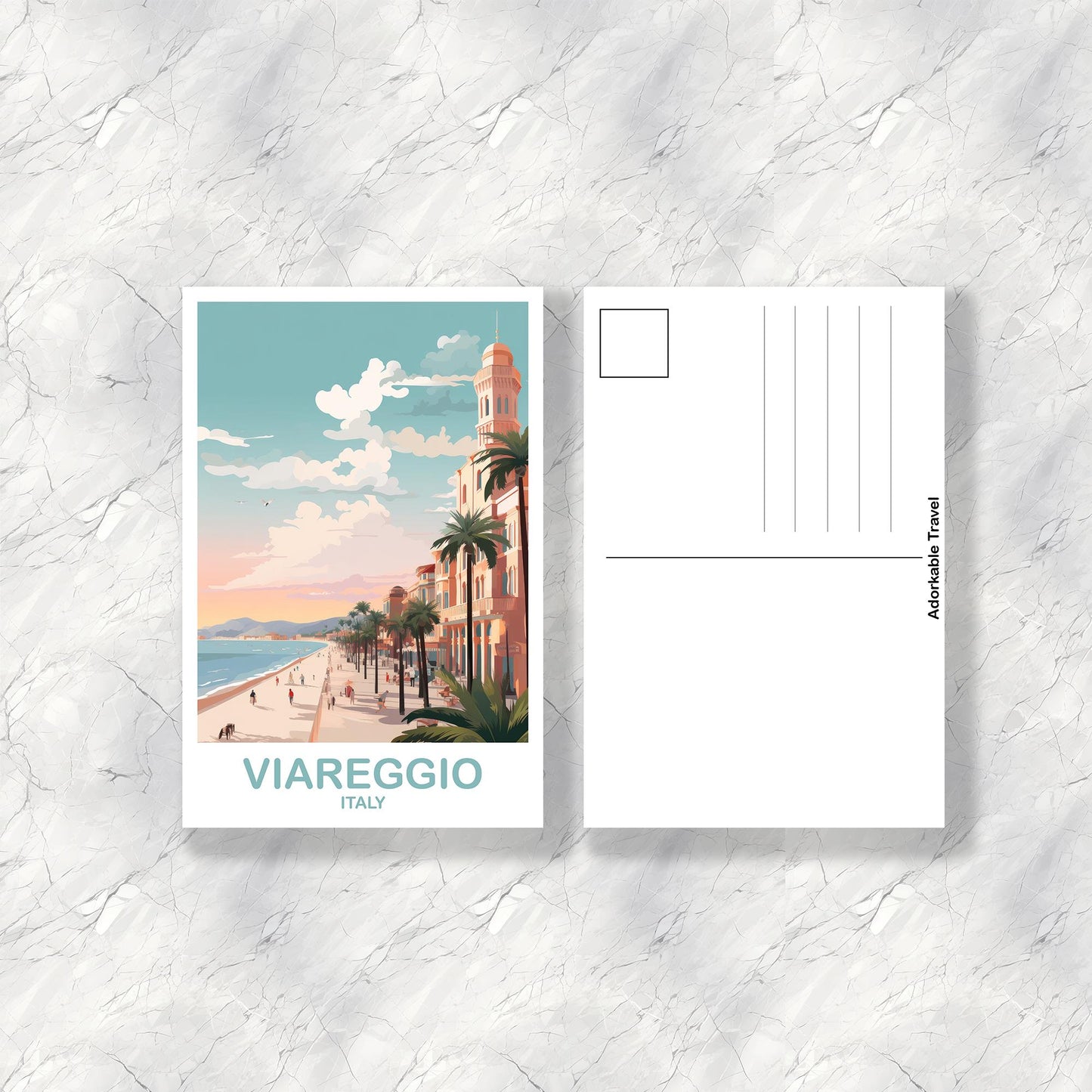 Viareggio Italy Travel Postcard, Viareggio Travel Postcard, Italy Postcard, Viareggio Travel Art, Italy Travel Postcard | T2EU_ITVI1_P