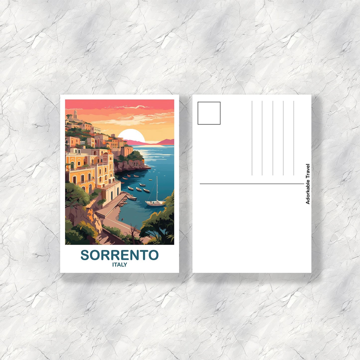 Sorrento Italy Travel Postcard, Sorrento Travel Postcard, Italy Postcard, Sorrento Travel Art, Italy Travel Postcard | T2EU_ITSO1_P
