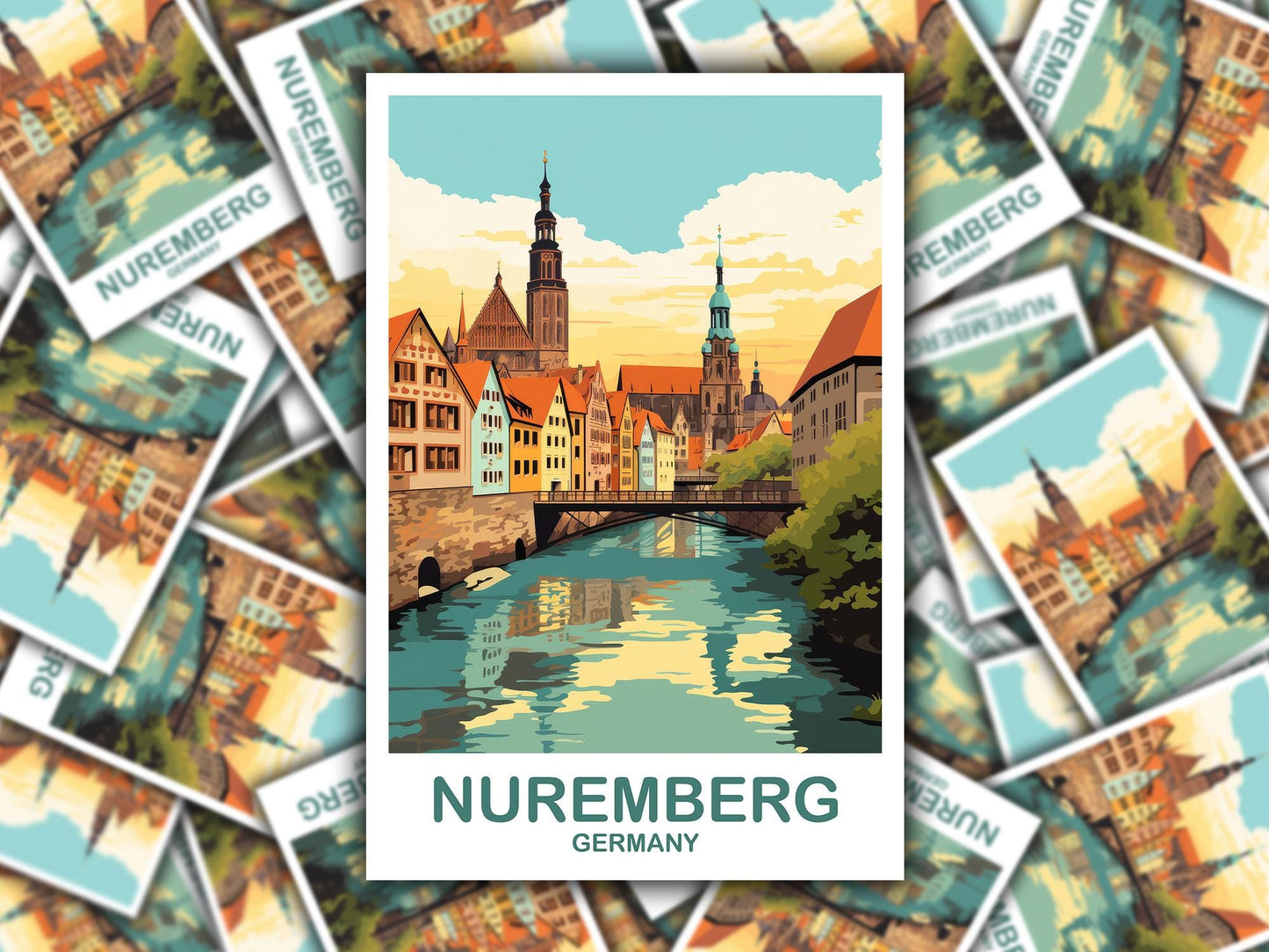 Nuremberg Germany Travel Sticker, Nuremberg Art, Germany Sticker Art, Nuremberg Travel Sticker Art, Travel Sticker | T2EU_GENU1_S