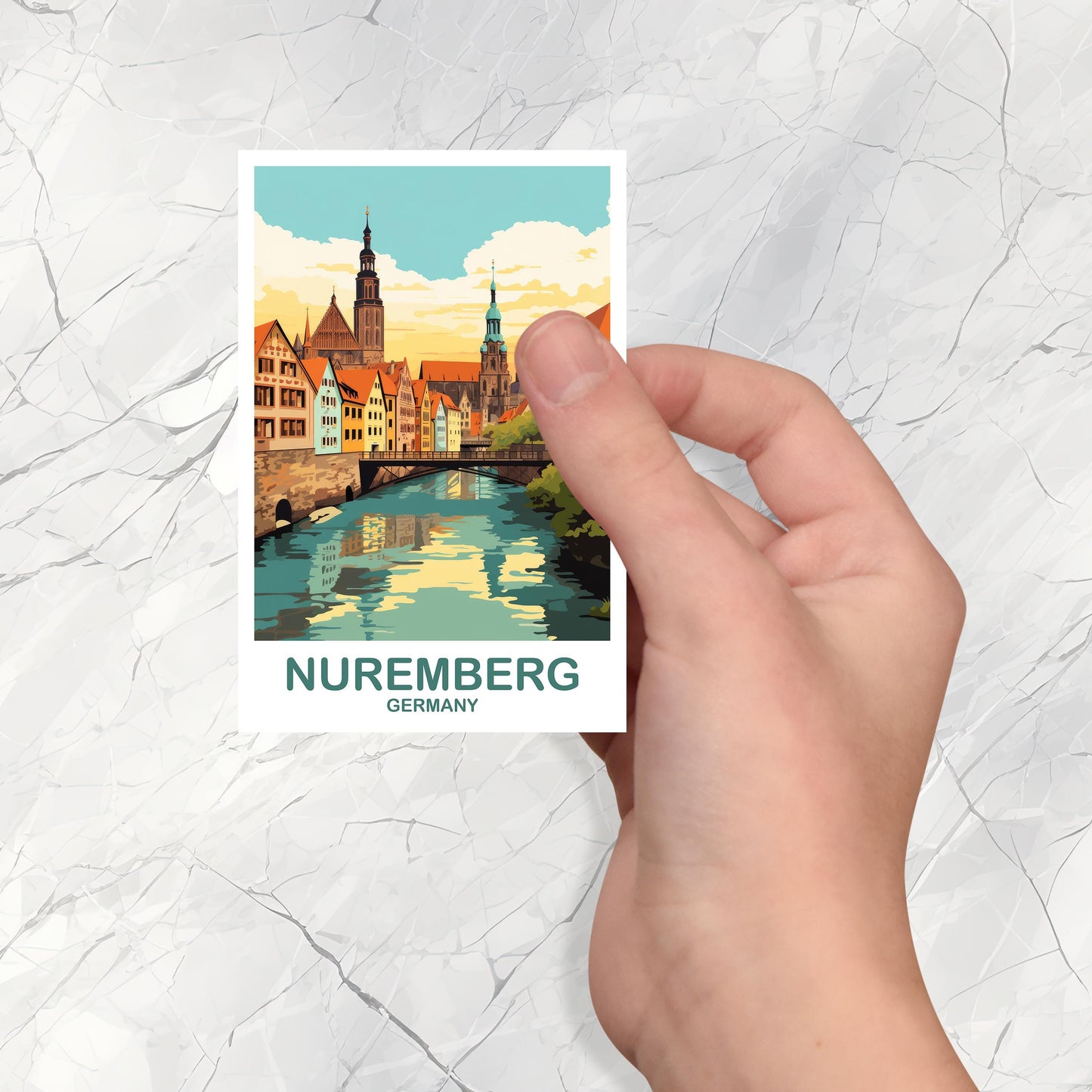 Nuremberg Germany Travel Sticker, Nuremberg Art, Germany Sticker Art, Nuremberg Travel Sticker Art, Travel Sticker | T2EU_GENU1_S