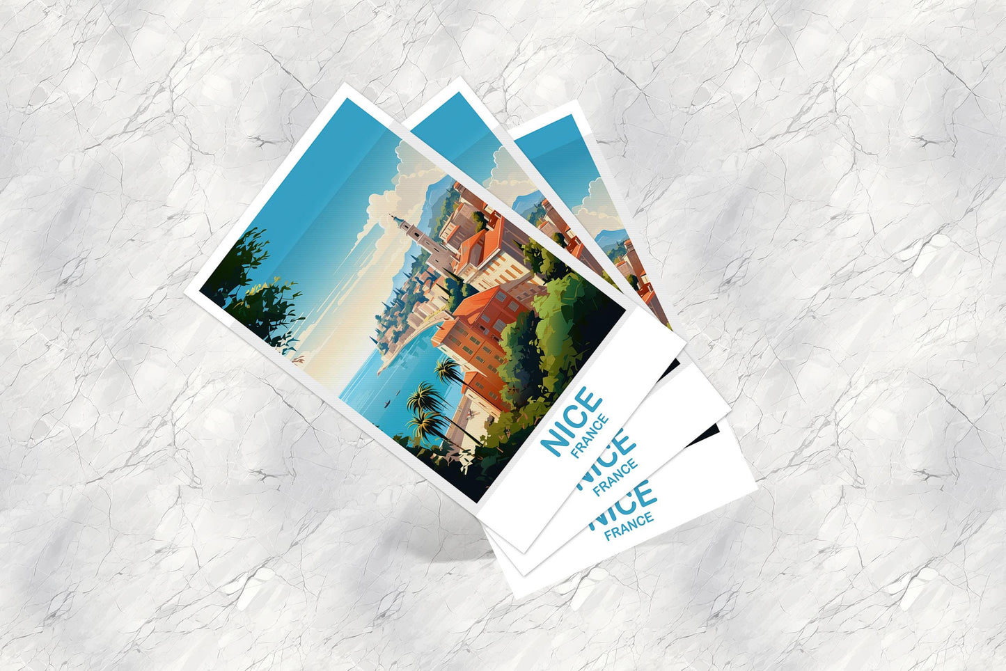 Nice France Travel Postcard, Nice Postcard, Nice France Art Print, France Postcard, City Skyline Sunset, Europe Postcard | T2EU_FRNI1_P