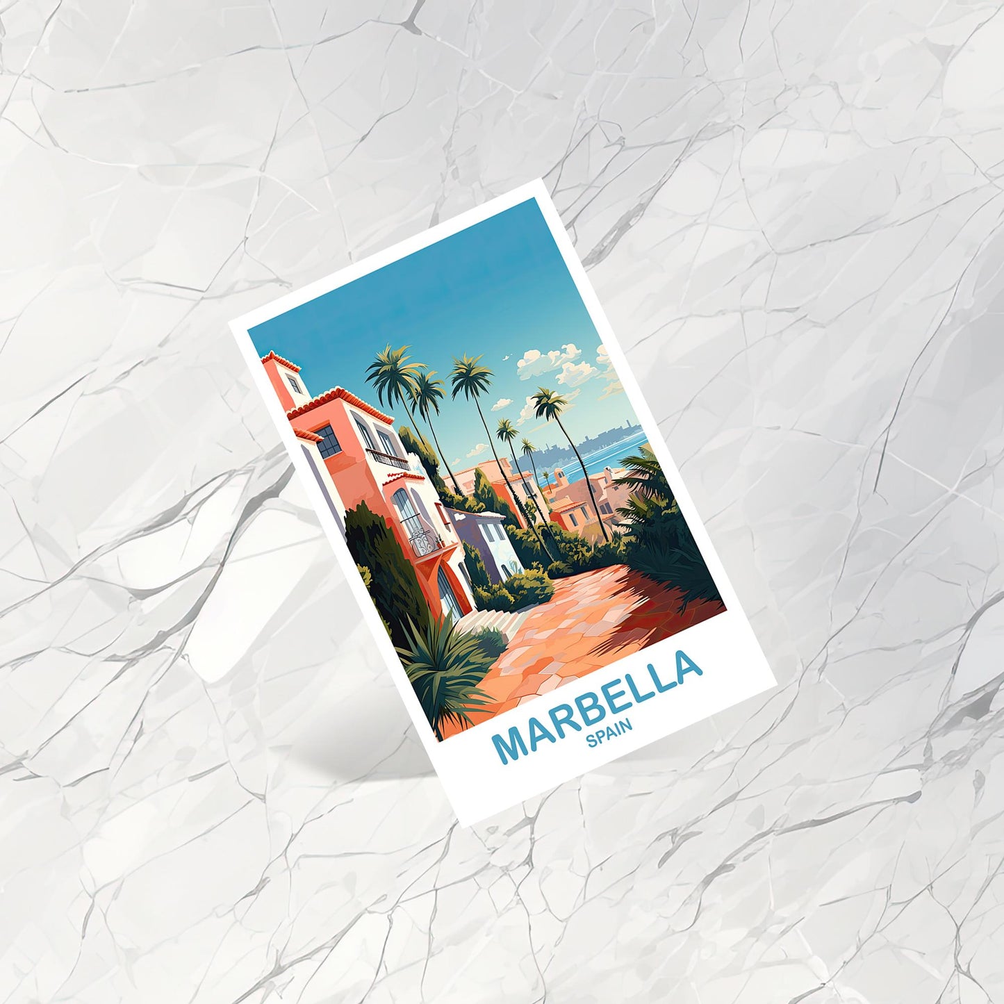 Marbella Spain Travel Postcard Art, Spain Travel Postcard, Marbella Postcard, Marbella Travel Postcard, Travel Postcard | T2EU_SPMAR1_P