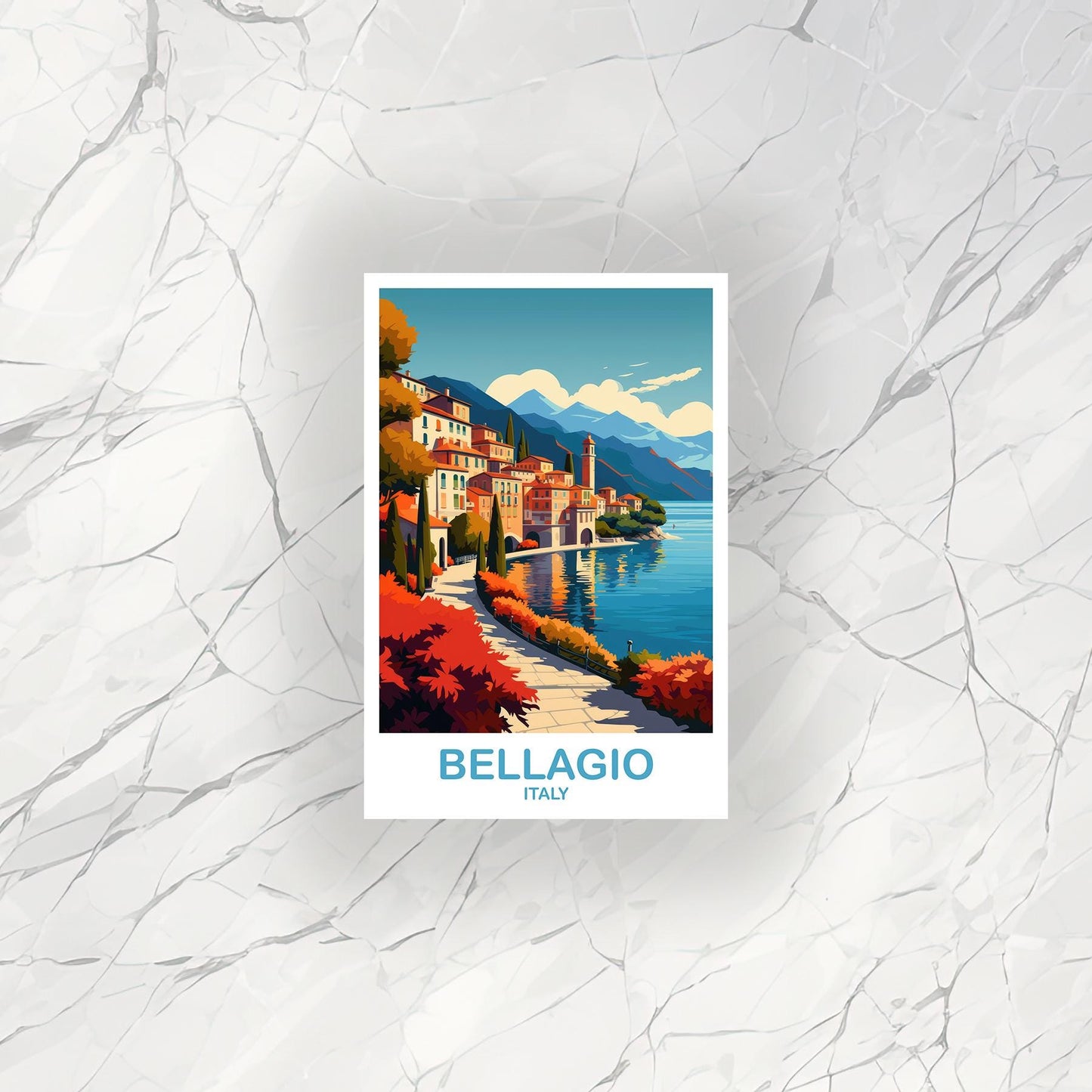 Bellagio Travel Sticker Art, Italy Travel Art, Bellagio Italy Sticker, Bellagio Art, Italy Travel Sticker, Travel Sticker | T2EU_ITBE1_S