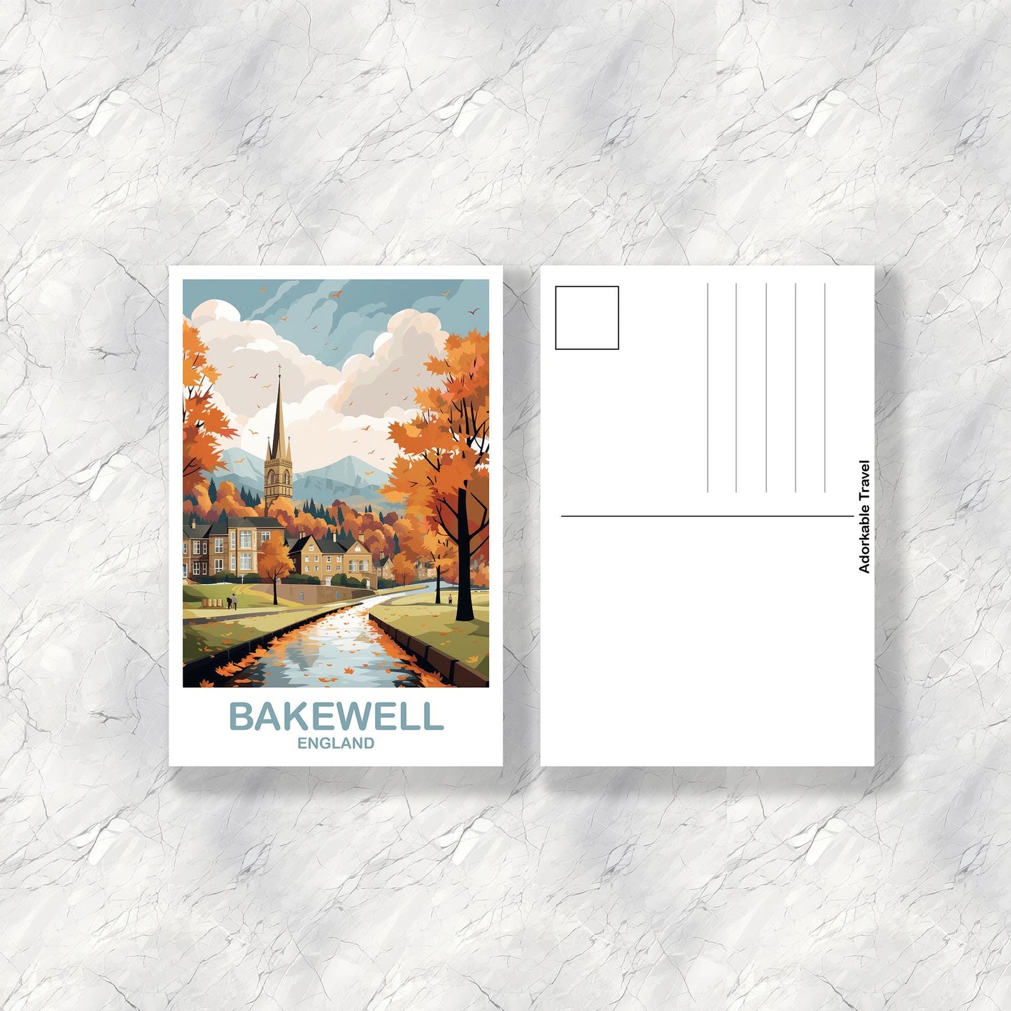 Bakewell England Travel Postcard Art, England Postcard, Bakewell Travel Postcard, England Travel, United Kingdom Postcard | T2EU_ENBAK1_P